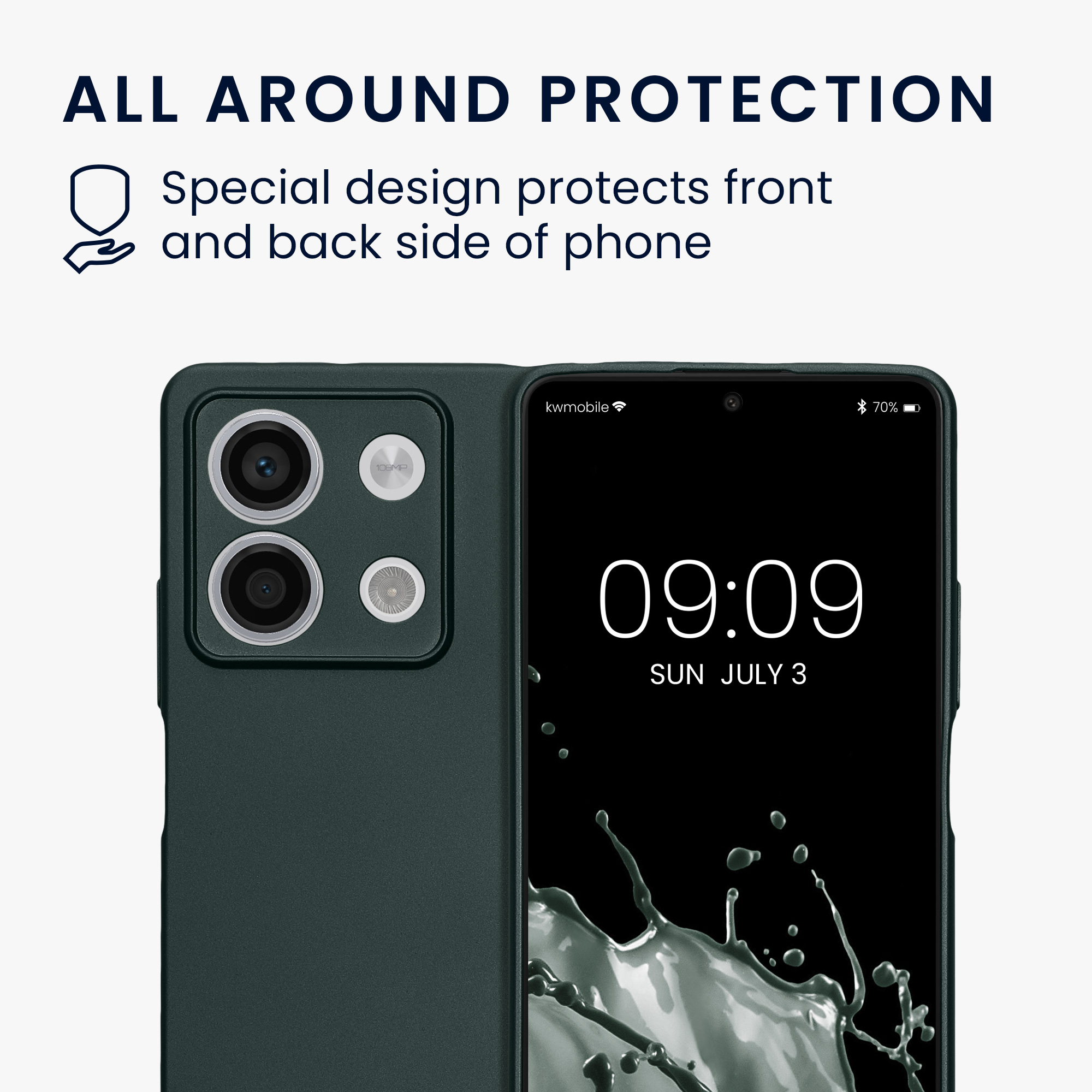 Kryt Xiaomi Redmi Note 13 5G metalický TPU metalická modrozelená kwmobile