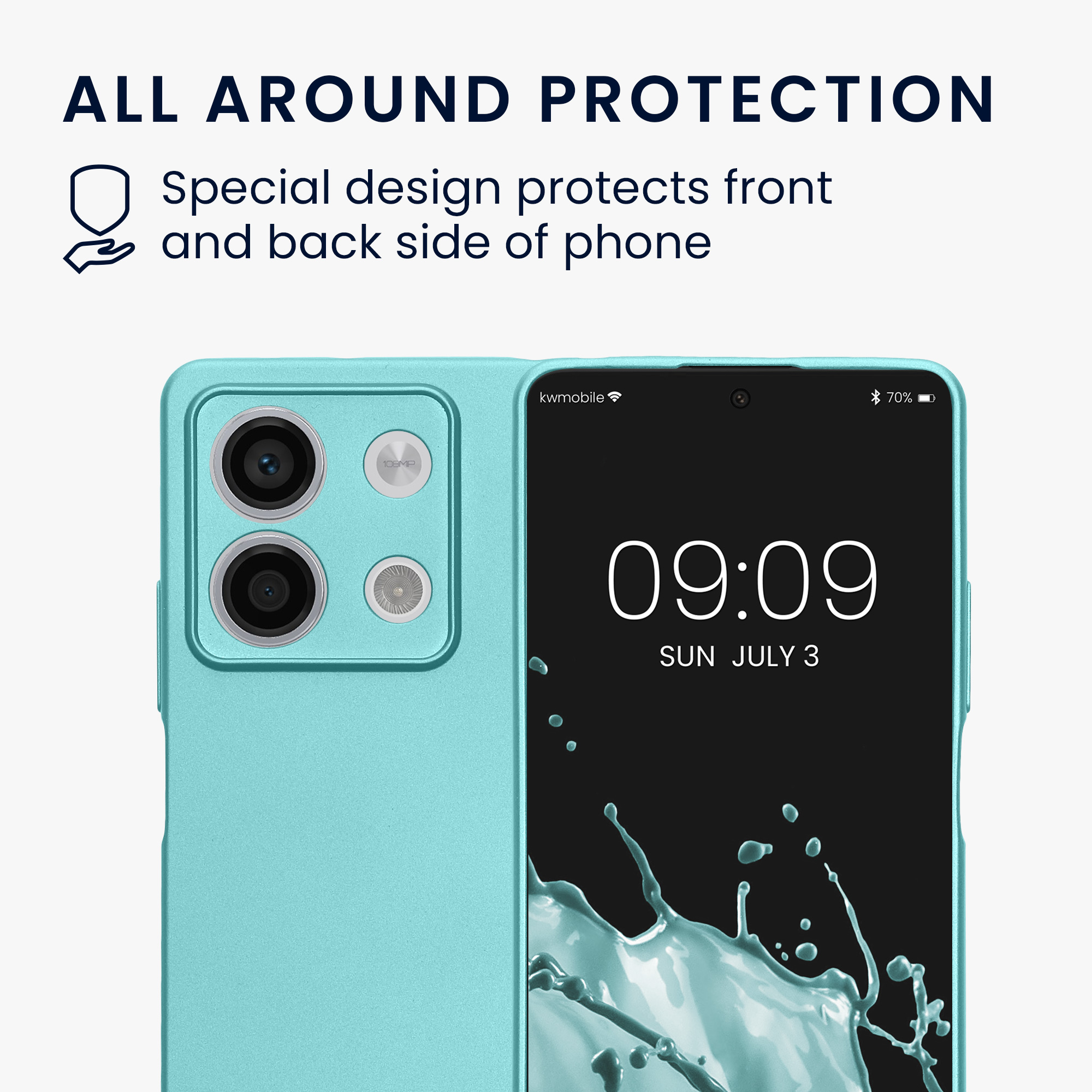 Pouzdro pro Xiaomi Redmi Note 13 5G kwmobile metalické TPU - metalická mátová zelená