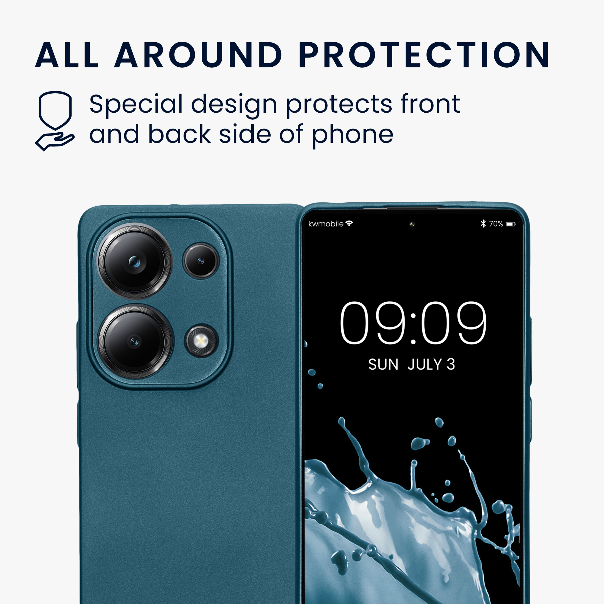 Kryt Xiaomi Poco M6 Pro (4G) metalický TPU metalická karibská modrá kwmobile