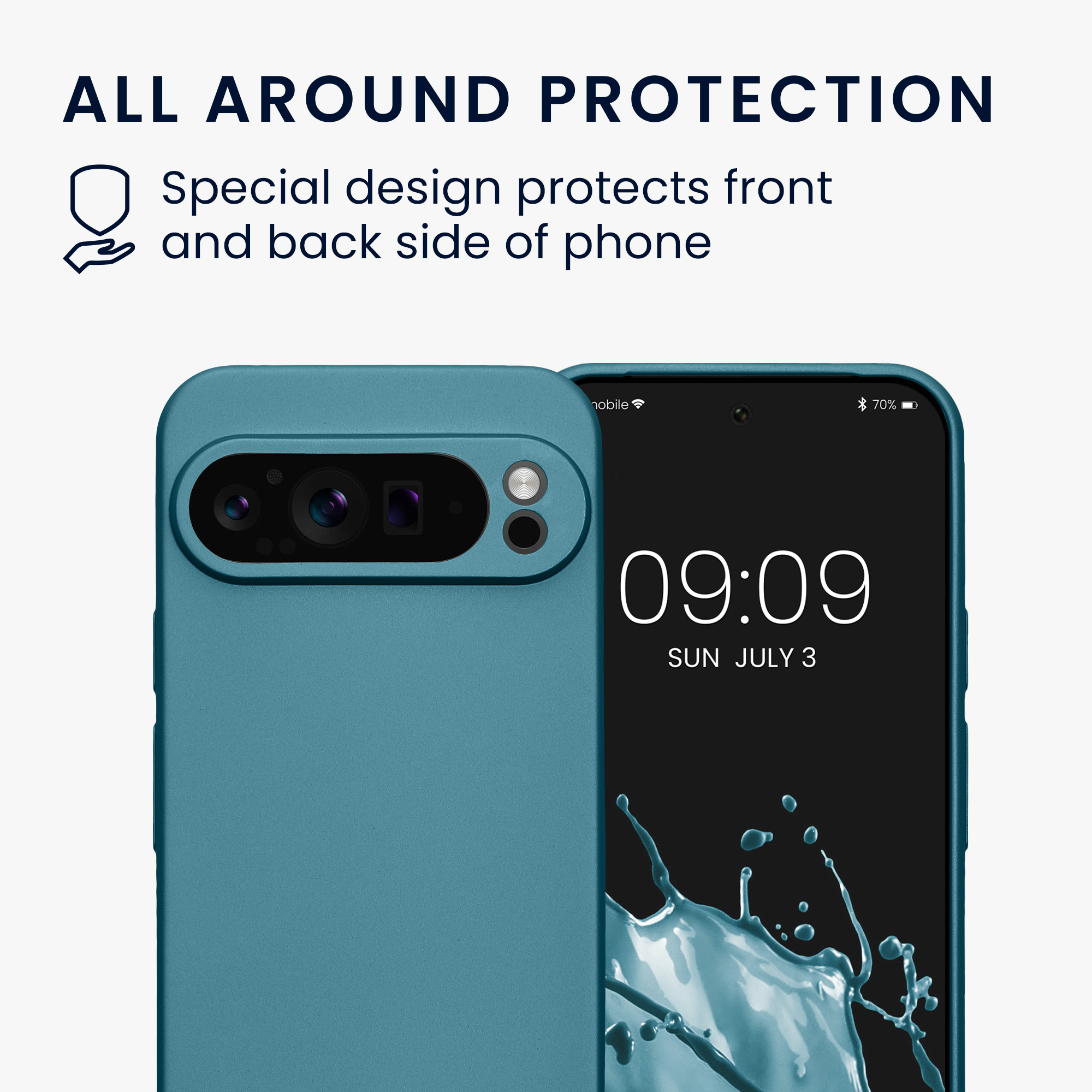 Silikonový kryt kwmobile pro Google Pixel 9 Pro XL - metalická karibská modrá