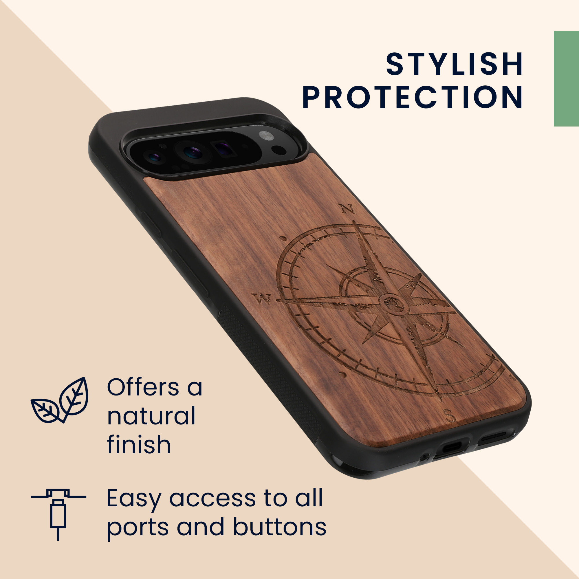 Dřevěný kryt kwmobile pro Google Pixel 9 Pro XL - tmavě hnědá