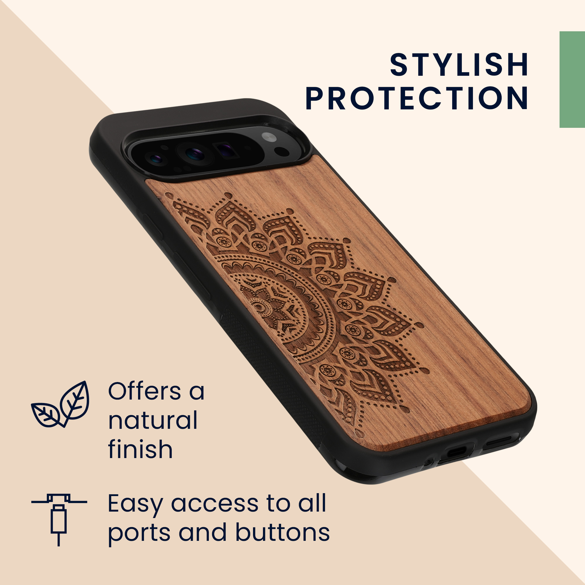 Dřevěný kryt kwmobile pro Google Pixel 9 Pro XL - tmavě hnědá