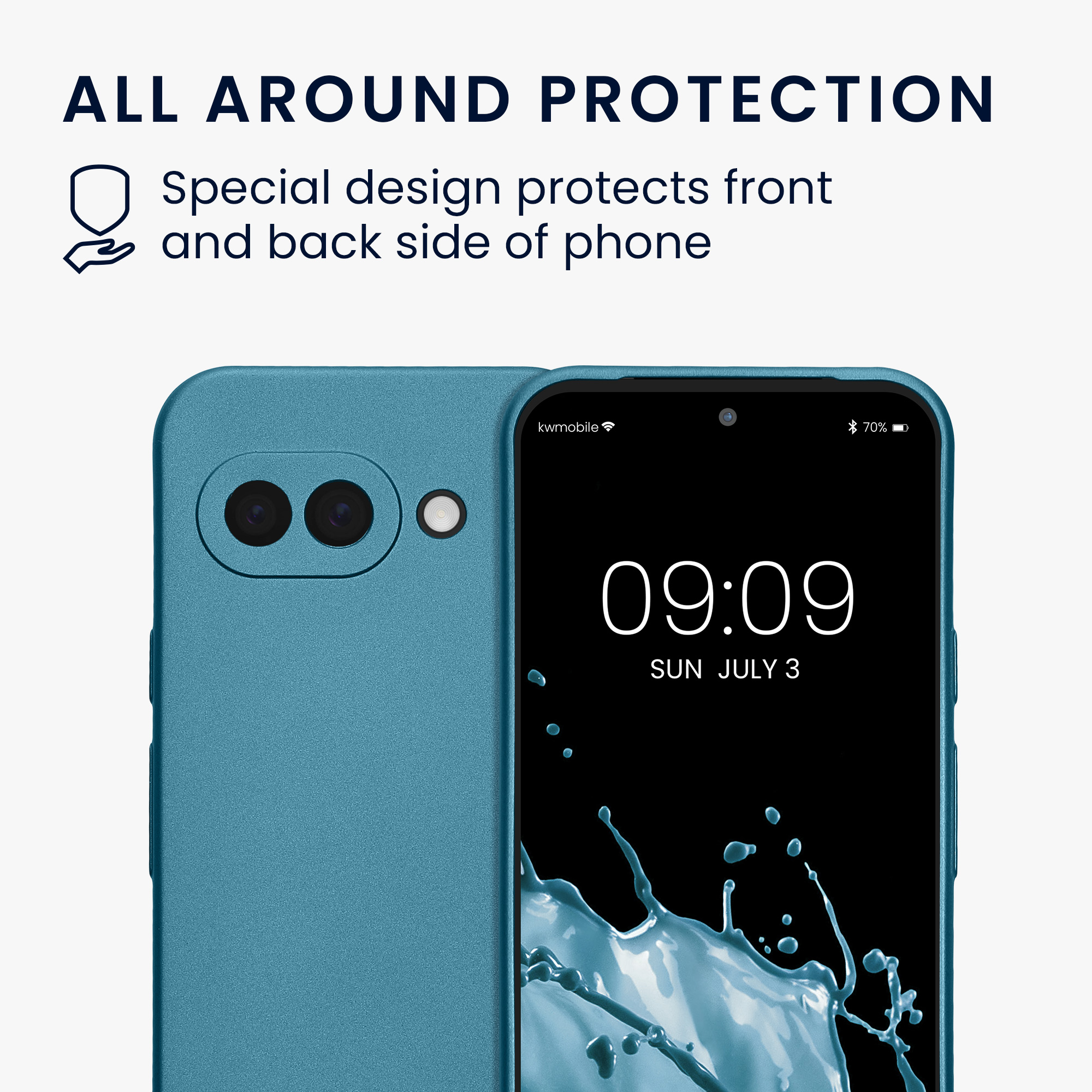 Silikonový kryt kwmobile pro Google Pixel 9a - metalická karibská modrá
