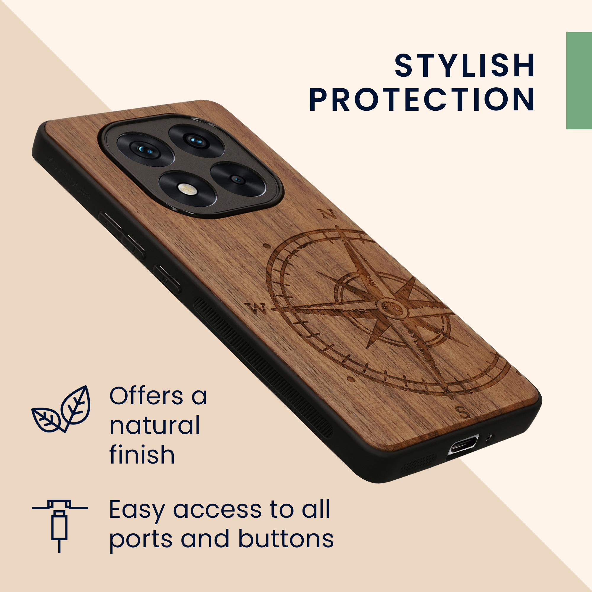 Dřevěný kryt Xiaomi Redmi Note 14 Pro 5G TPU nárazník tmavě hnědá kwmobile