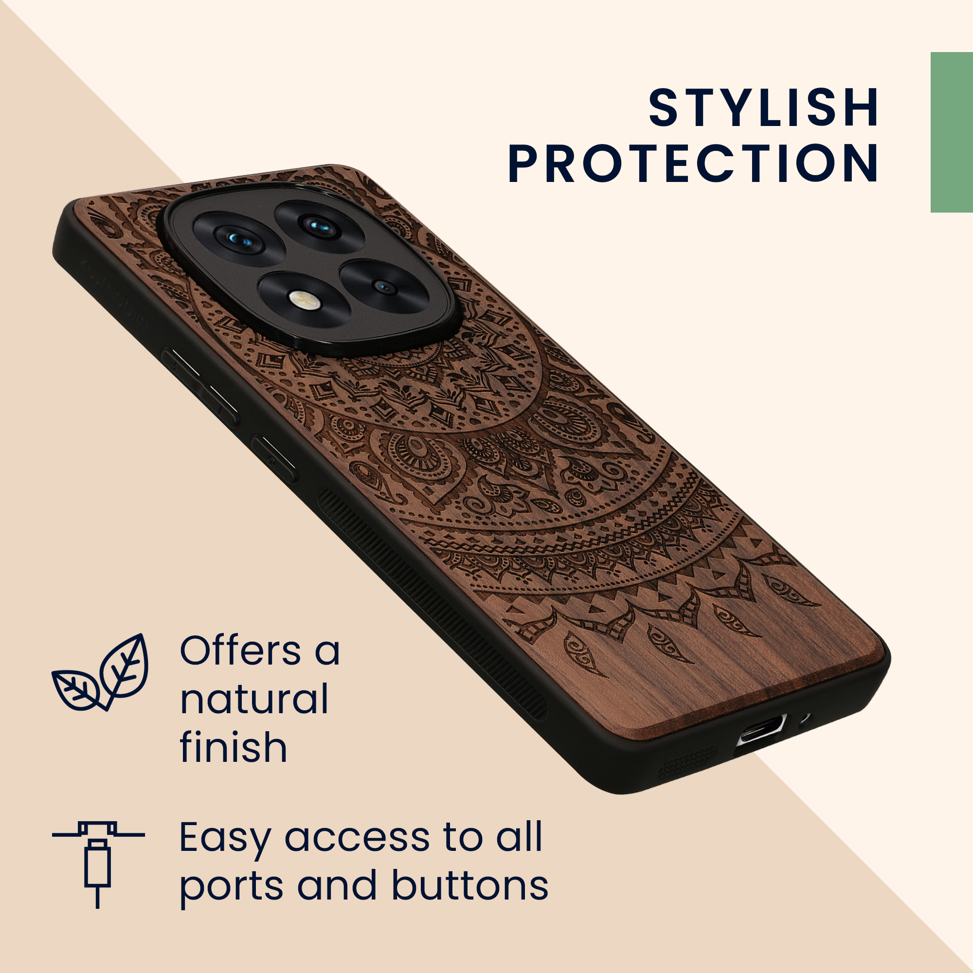 Dřevěné pouzdro pro Xiaomi Redmi Note 14 Pro+ 5G / Redmi Note 14 Pro Plus 5G kwmobile - tvrdý obal v tmavě hnědé barvě