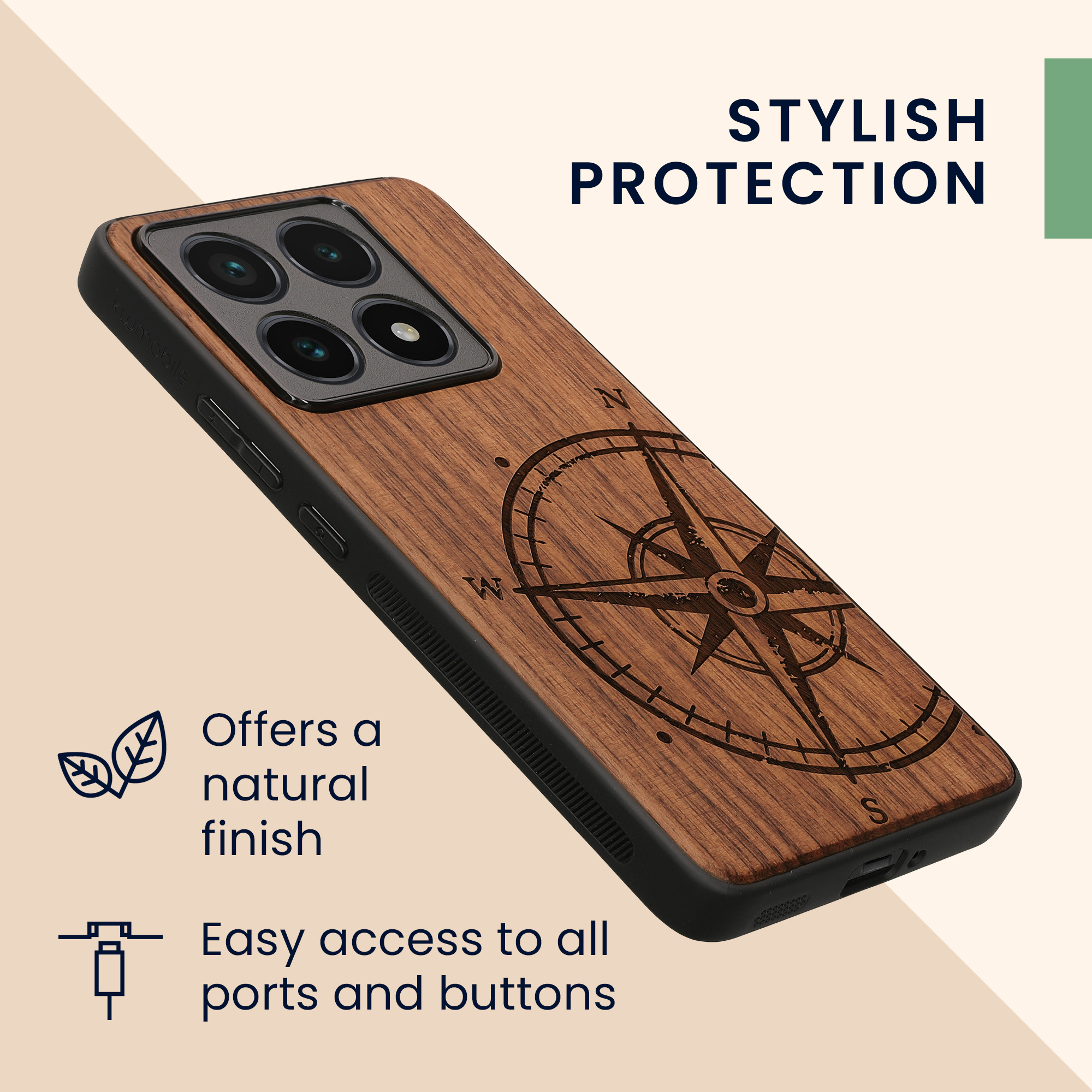 Kryt na mobil Xiaomi 14T Pro kwmobile Wood Case tmavě hnědá