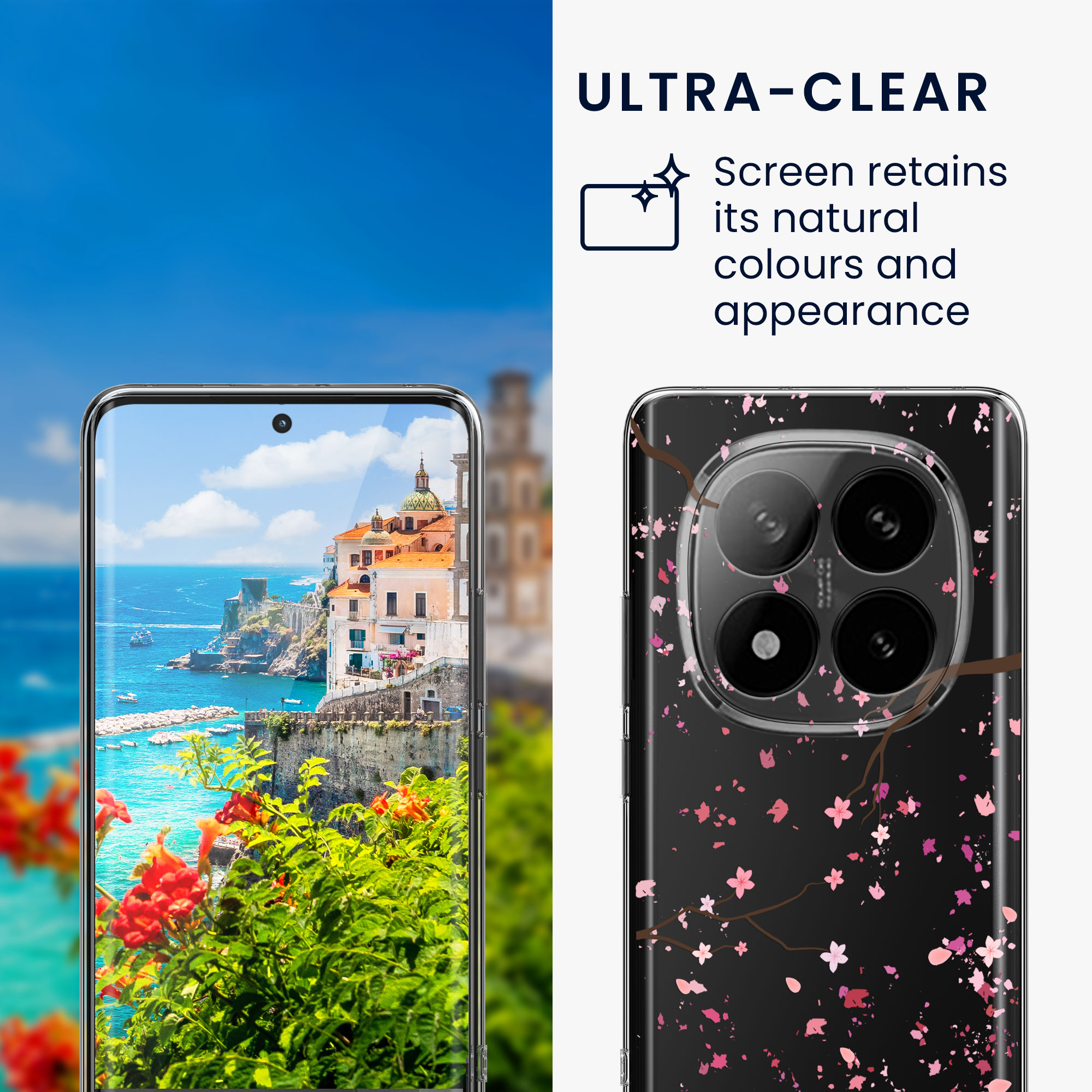 Průhledný kryt Xiaomi Redmi Note 14 Pro 5G sada ochranné sklo kwmobile