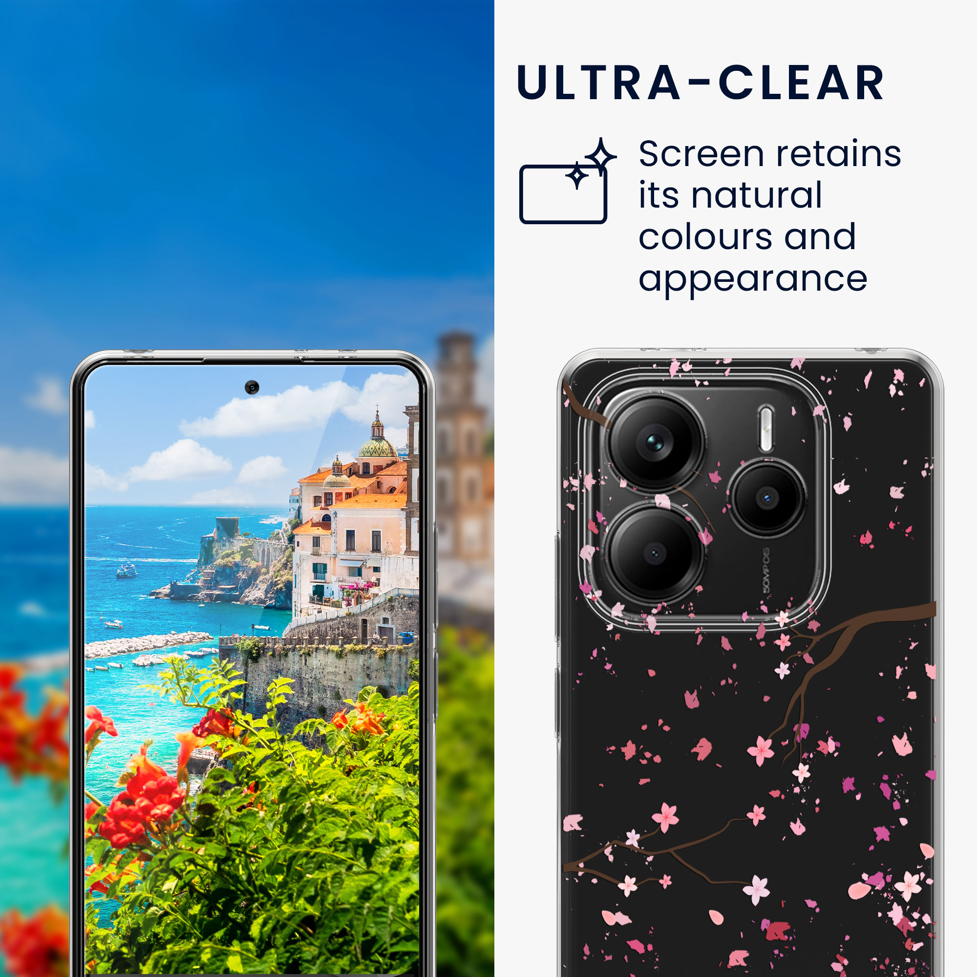 Průhledný kryt Xiaomi Redmi Note 14 5G (Not for 4G) sada ochranné sklo kwmobile
