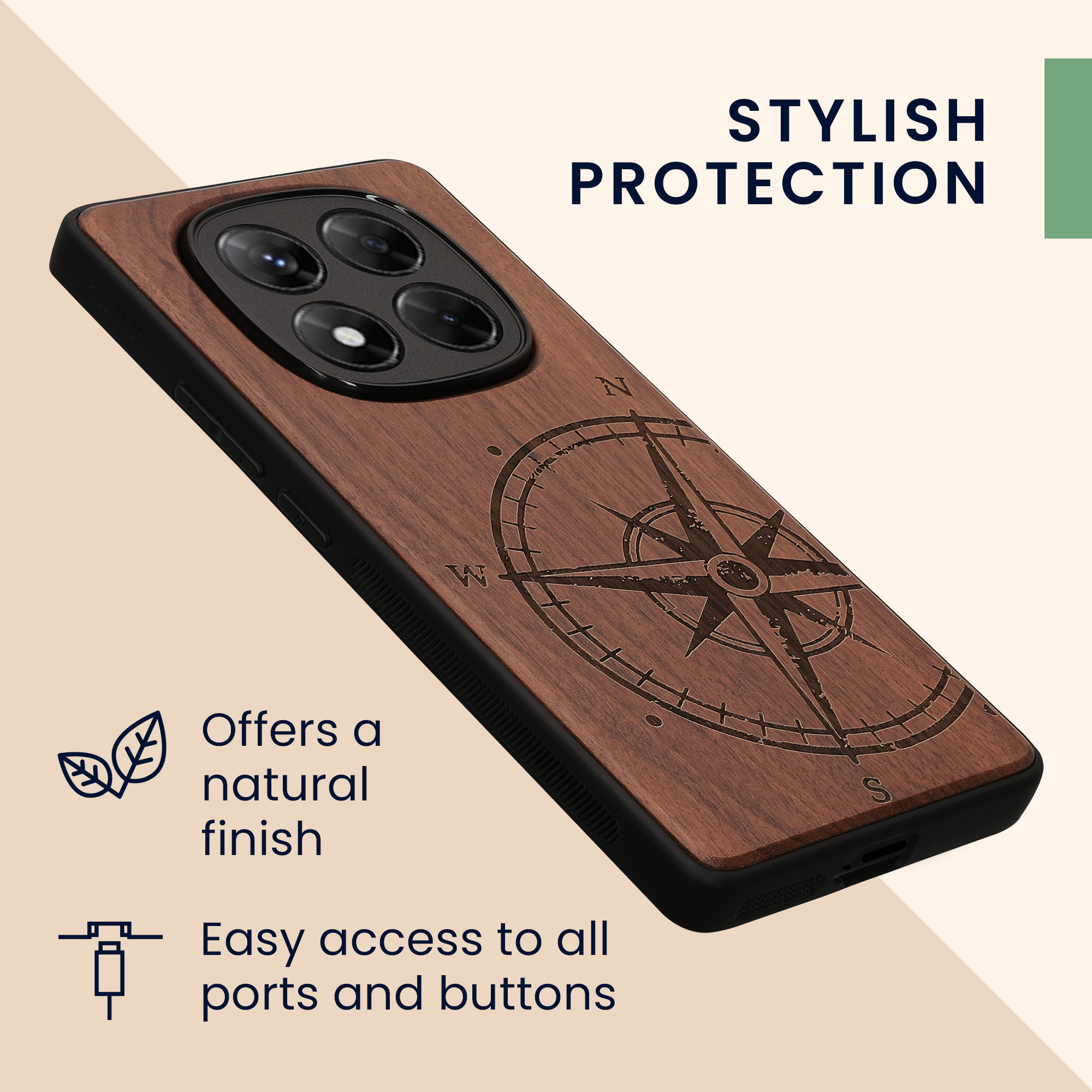 Dřevěný kryt Xiaomi Redmi Note 14 Pro 4G TPU nárazník tmavě hnědá kwmobile