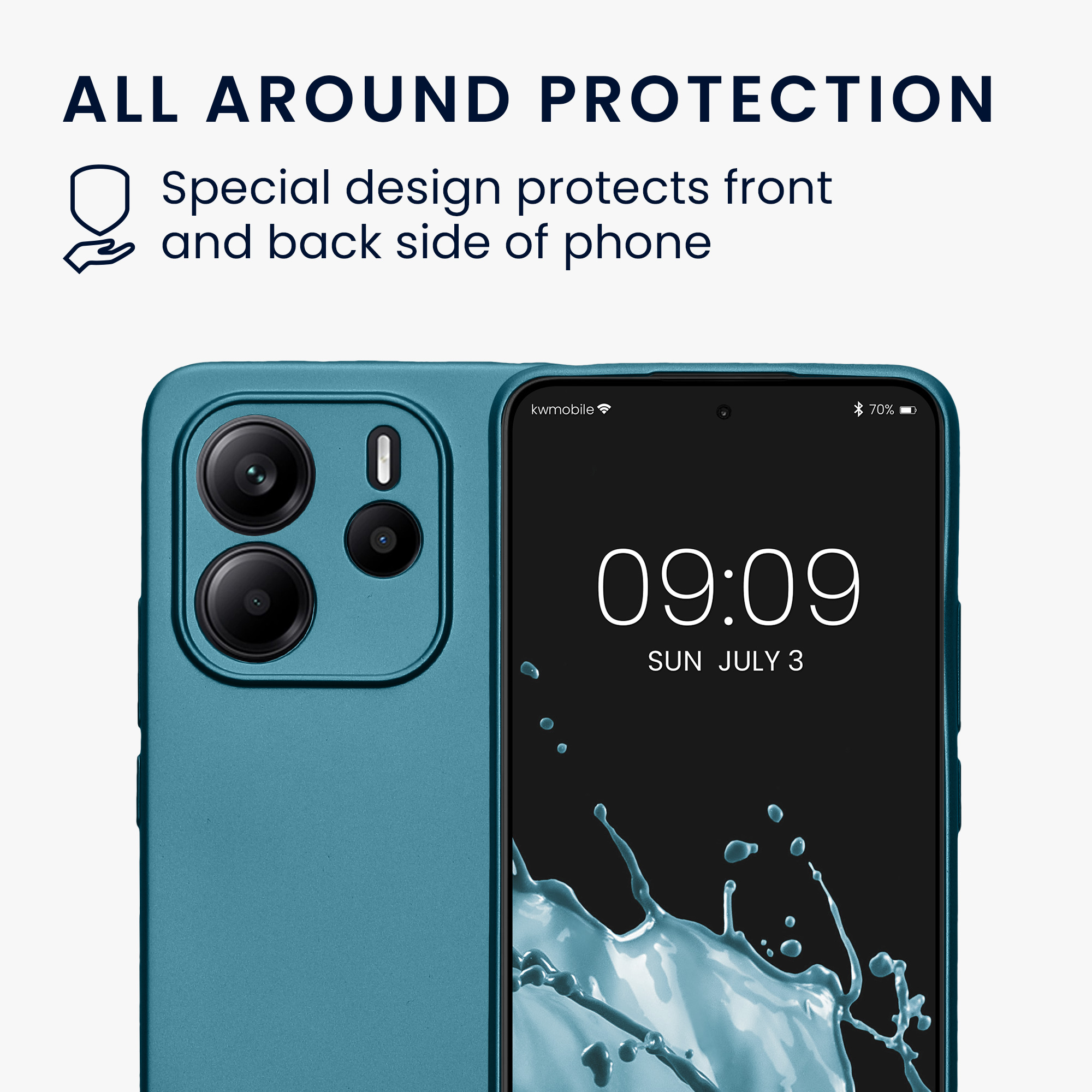 Kryt na mobil Xiaomi Redmi Note 14 4G - kwmobile, metalický karibský modrý