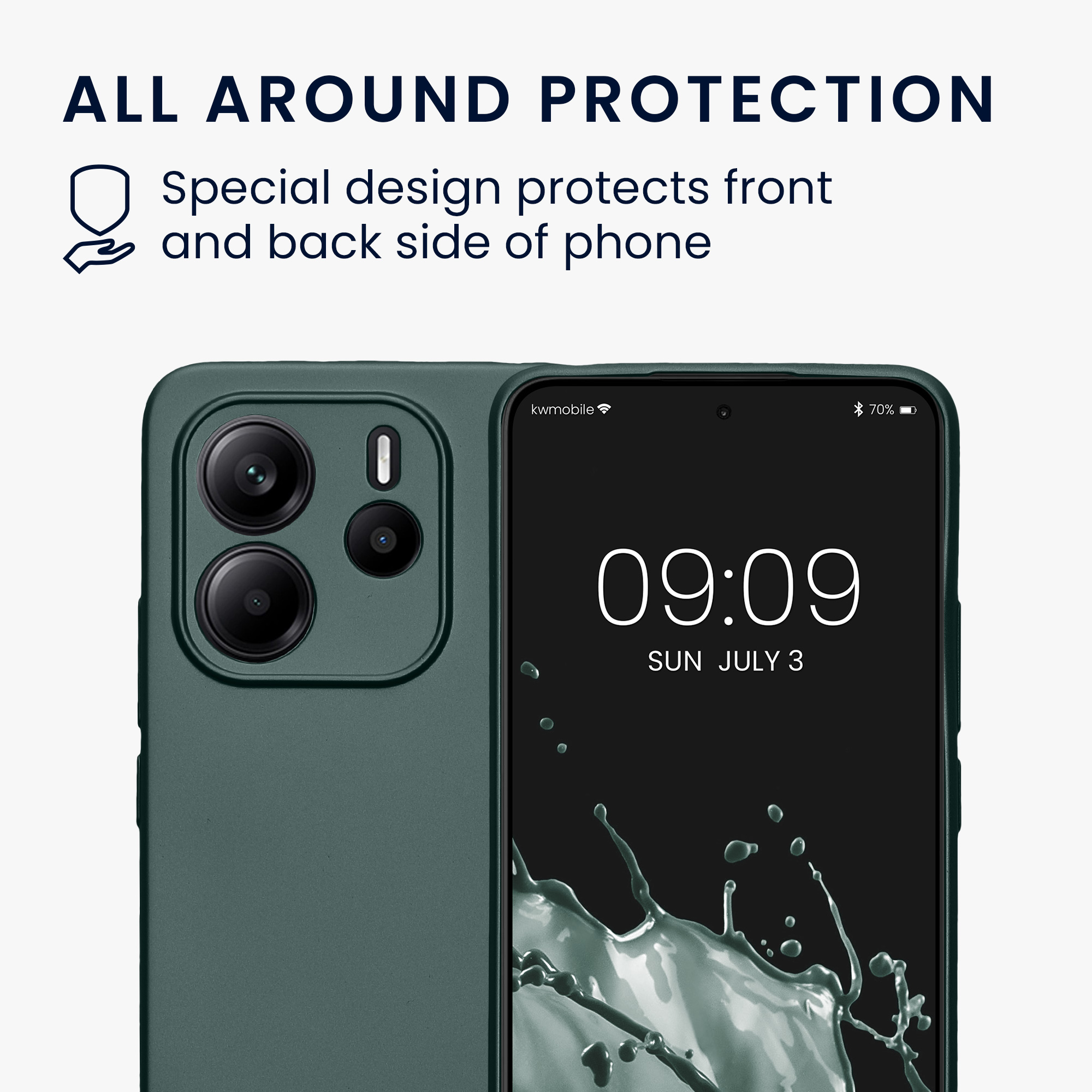 Kryt Xiaomi Redmi Note 14 4G (Not for 5G) metalický TPU metalická modrozelená kwmobile