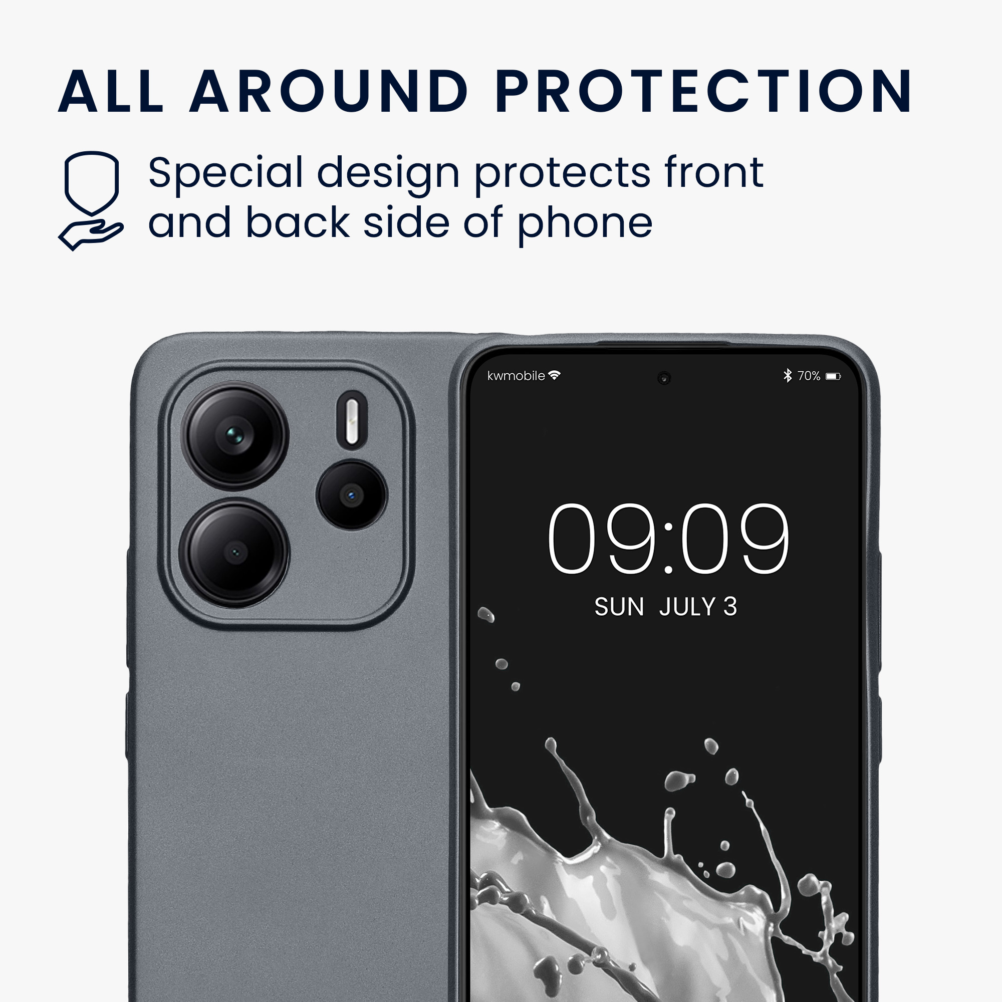 Pouzdro pro Xiaomi Redmi Note 14 4G (není pro verzi 5G) kwmobile metalické TPU - metalická šedá