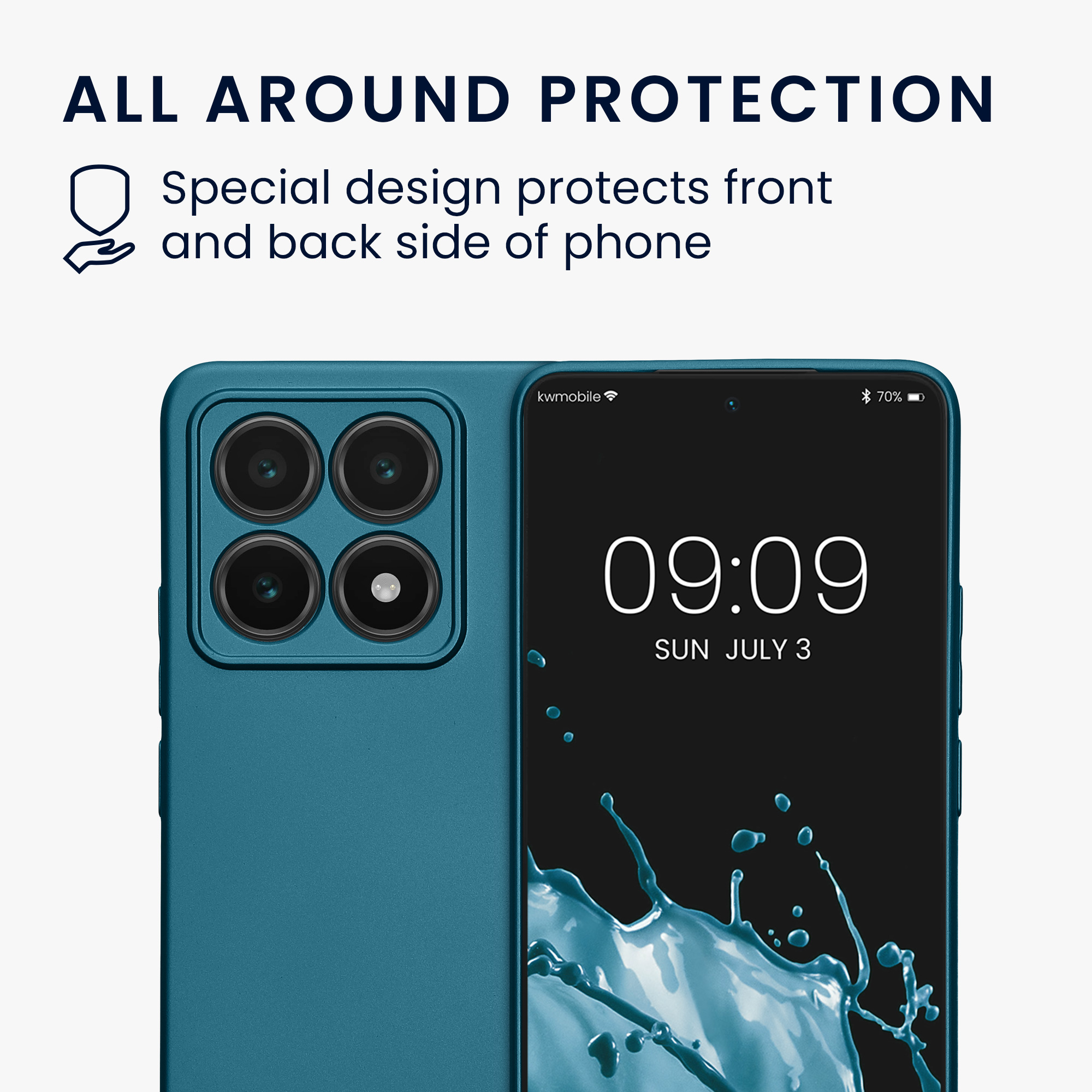 Kryt na mobil Xiaomi 14T kwmobile Metallic TPU metalická karibsky modrá