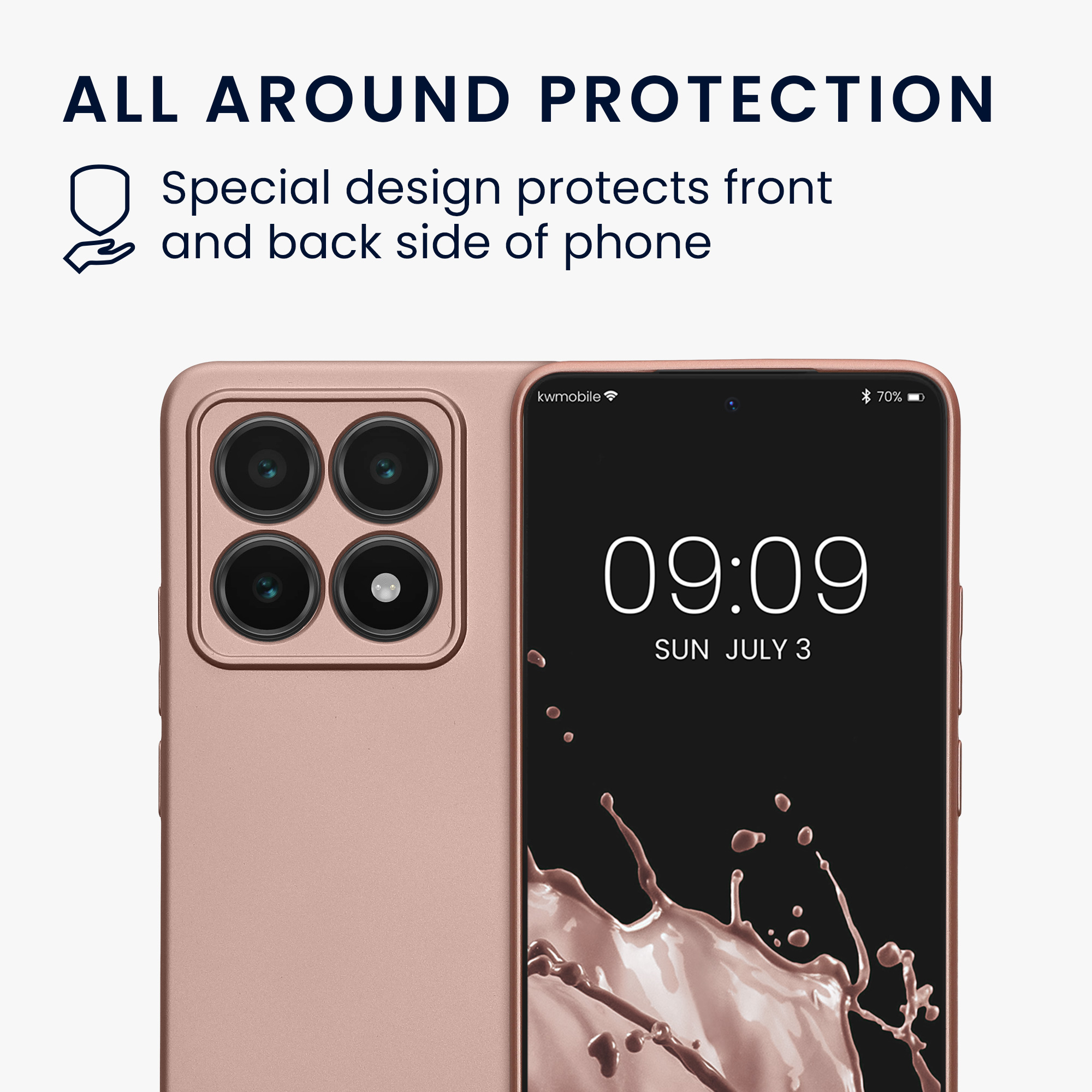 Kryt na mobil Xiaomi 14T kwmobile Metallic TPU metalická růžově zlatá