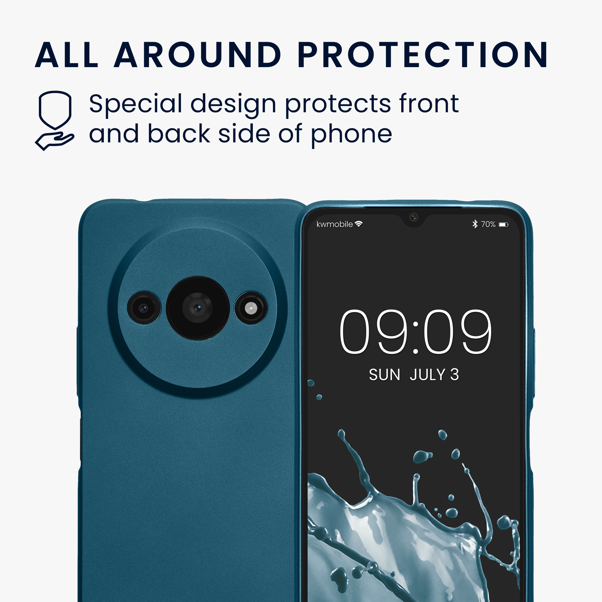 Kryt Xiaomi Redmi A3 metalický TPU metalická karibská modrá kwmobile
