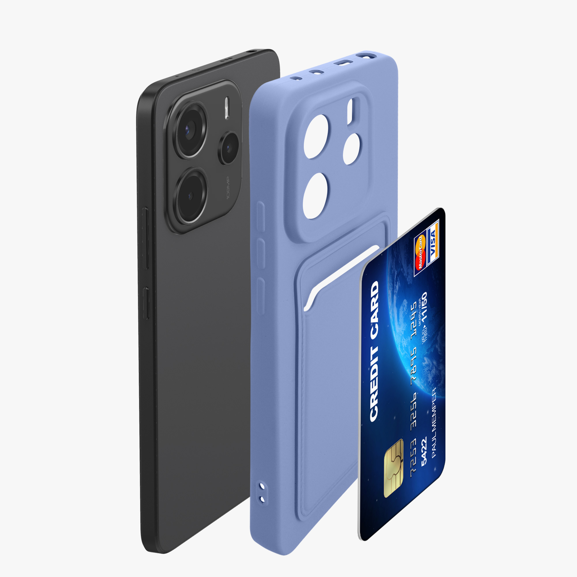 Kryt Xiaomi Redmi Note 14 4G (Not for 5G) přihrádka karta TPU levandulová kwmobile