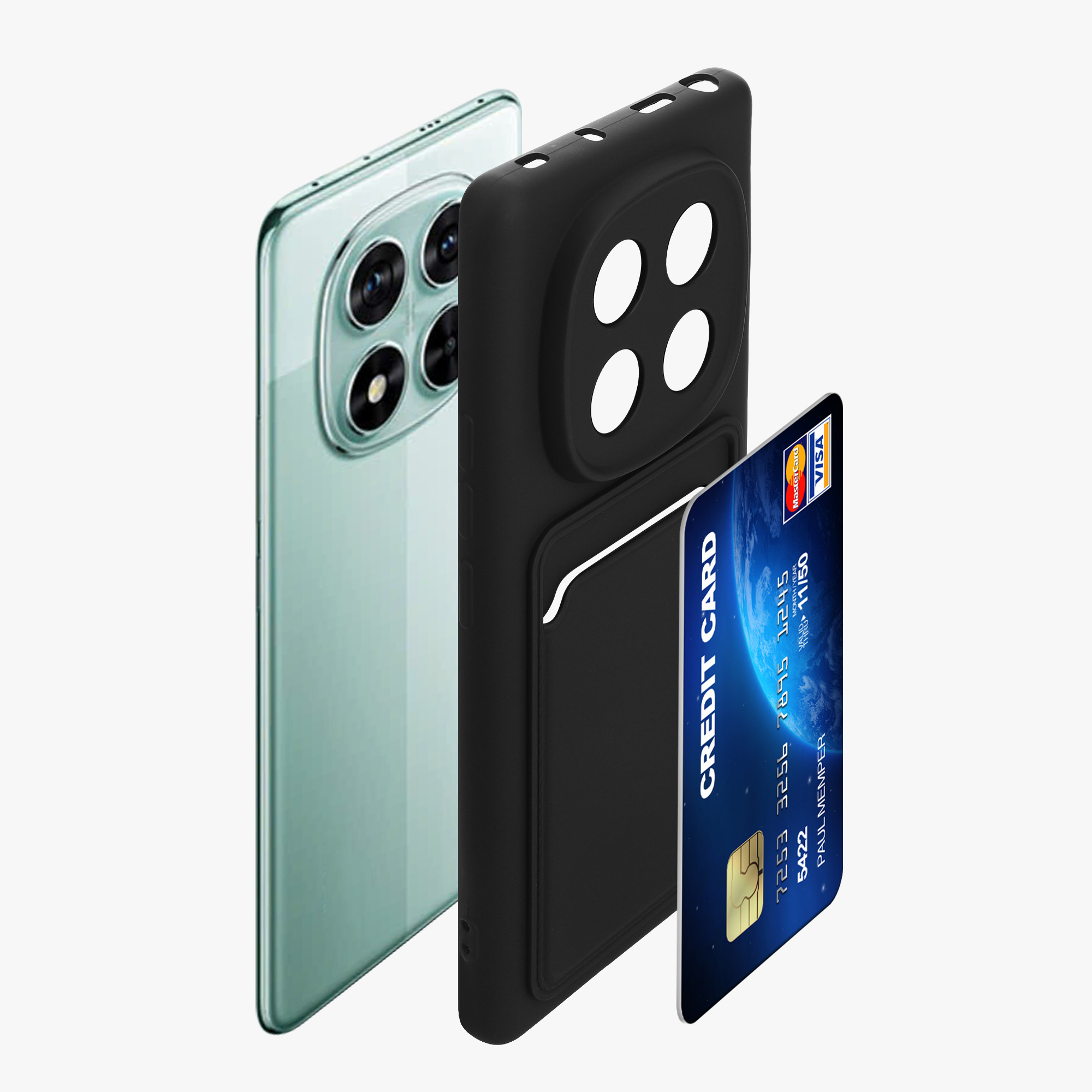 Kryt Xiaomi Redmi Note 14 Pro 5G přihrádka karta TPU černá matná kwmobile