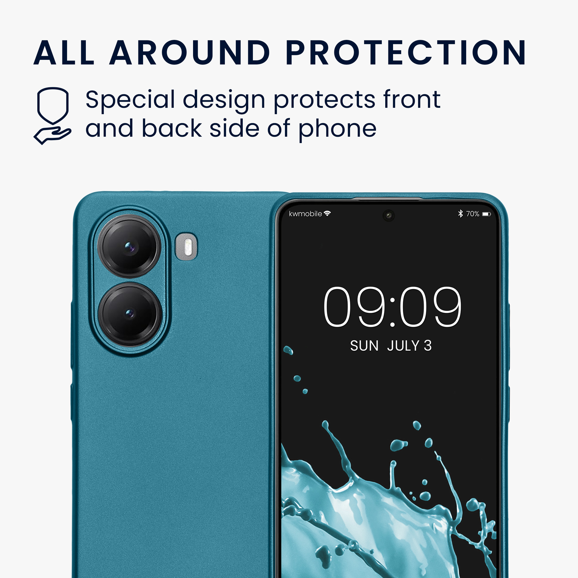 Kryt Xiaomi Poco X7 Pro 5G metalický TPU metalická karibská modrá kwmobile
