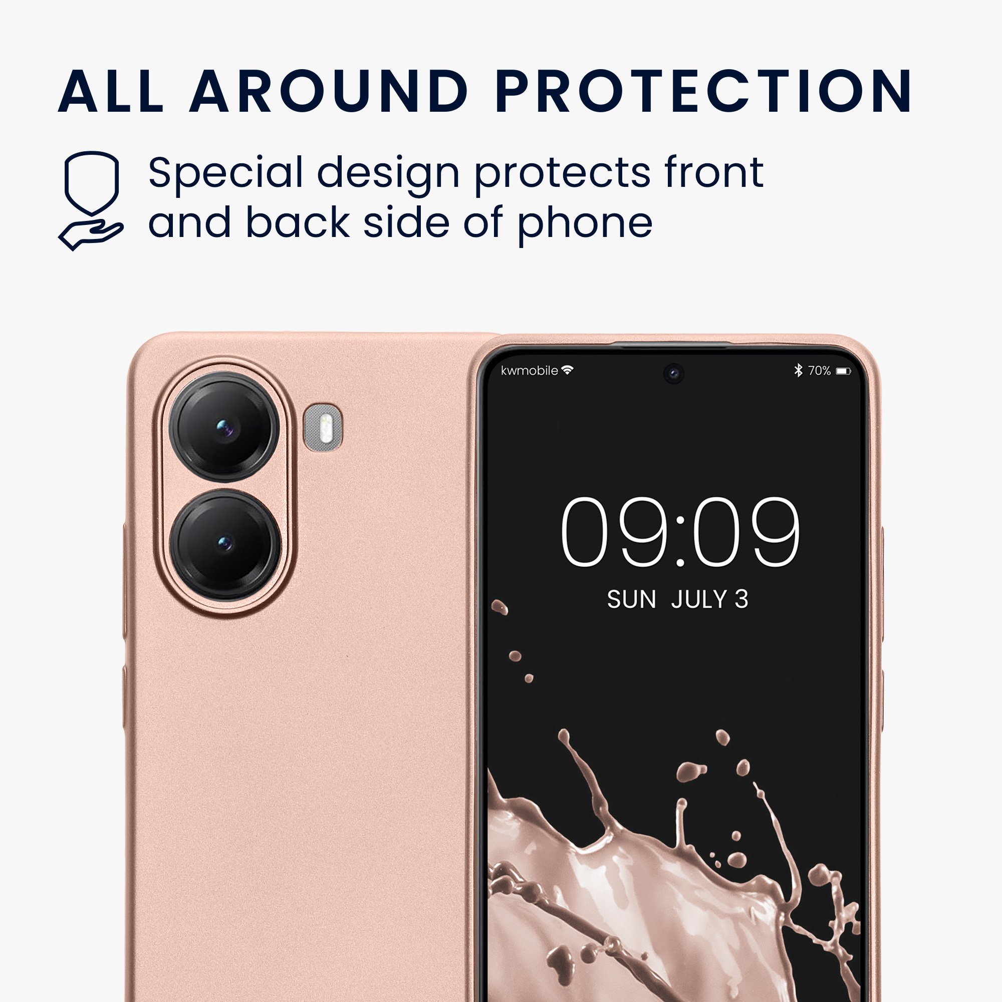 Pouzdro pro Xiaomi Poco X7 Pro 5G kwmobile metalické TPU - metalická růžové zlato