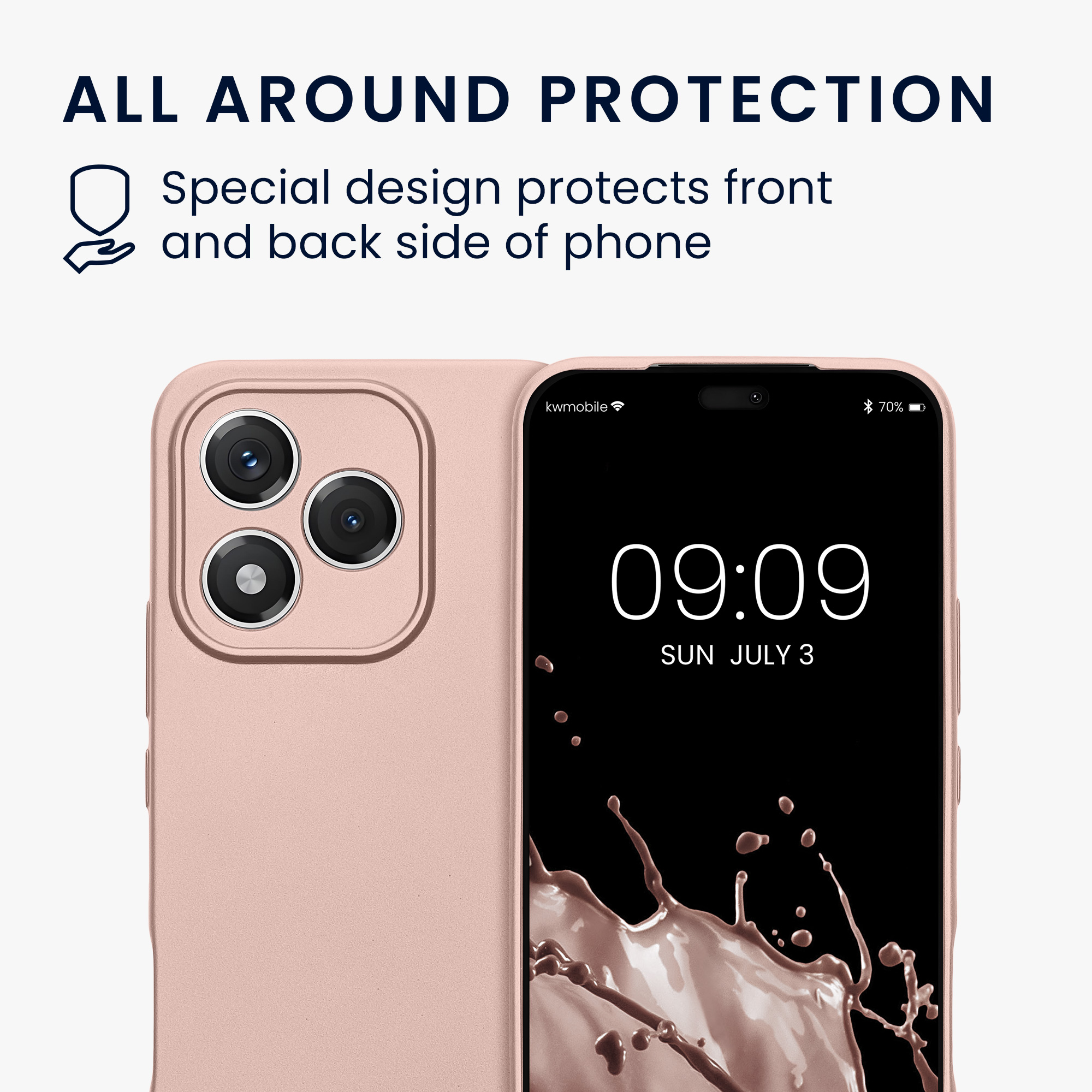 Kryt na mobil HONOR 400 Lite kwmobile TPU metalický metalická růžová zlatá
