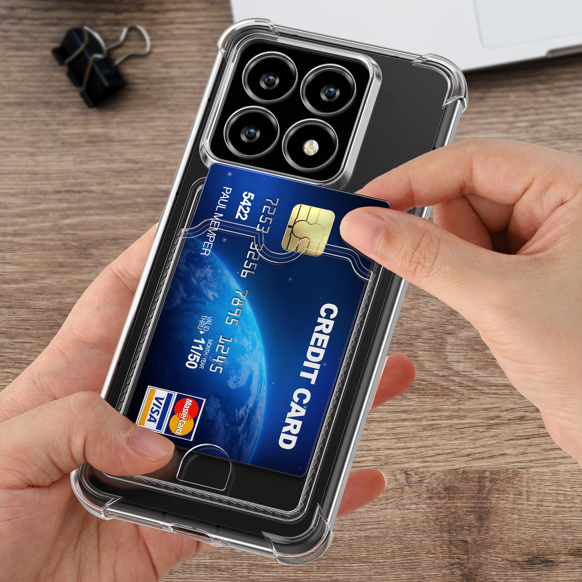 Kryt na mobil Xiaomi 14T kwmobile Card Slot transparentní