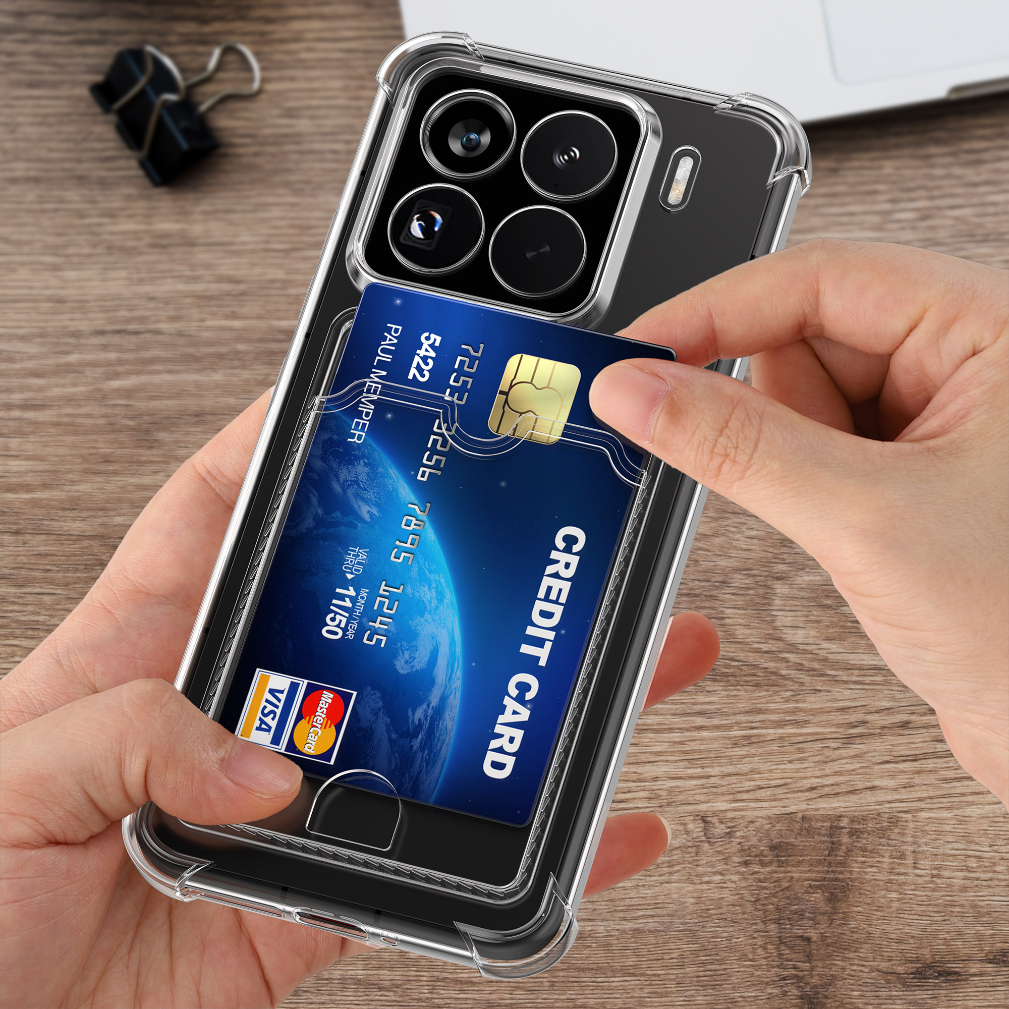 Kryt na mobil Xiaomi 15 Pro kwmobile Card Slot transparentní