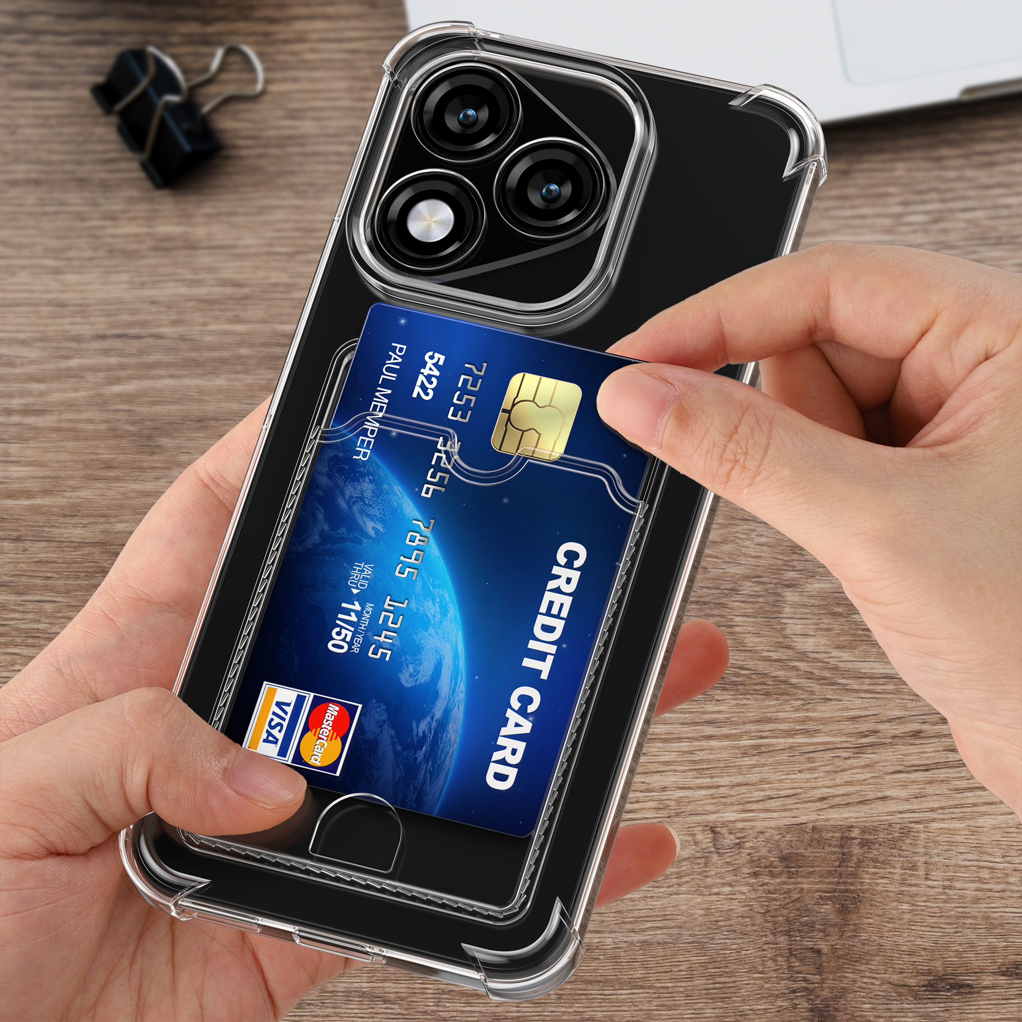 TPU pouzdro s kapsou na kartu pro HONOR 400 Lite kwmobile kapsa na kartu - transparentní