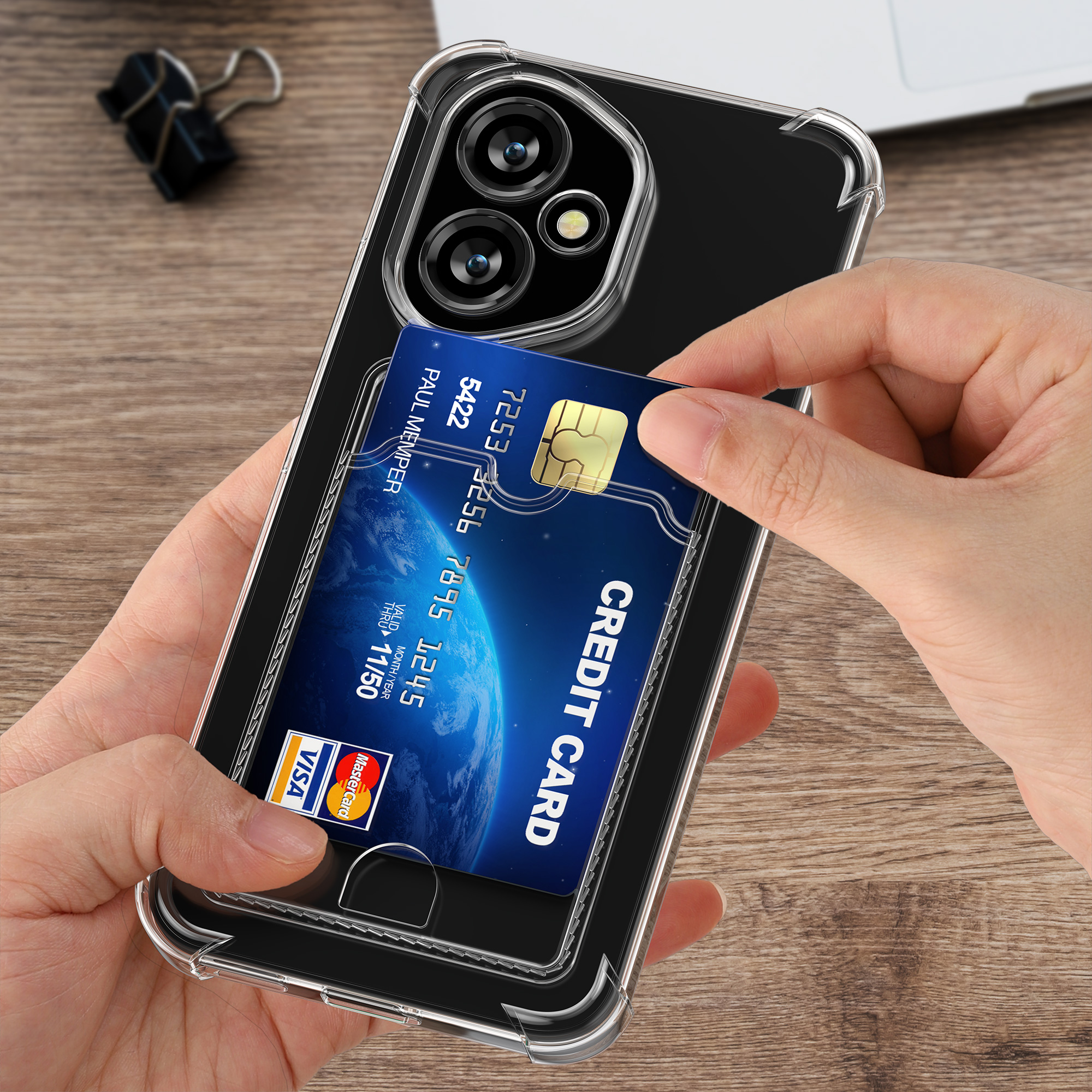 Kryt na mobil HONOR 400 kwmobile TPU s přihrádkou na kartu transparentní