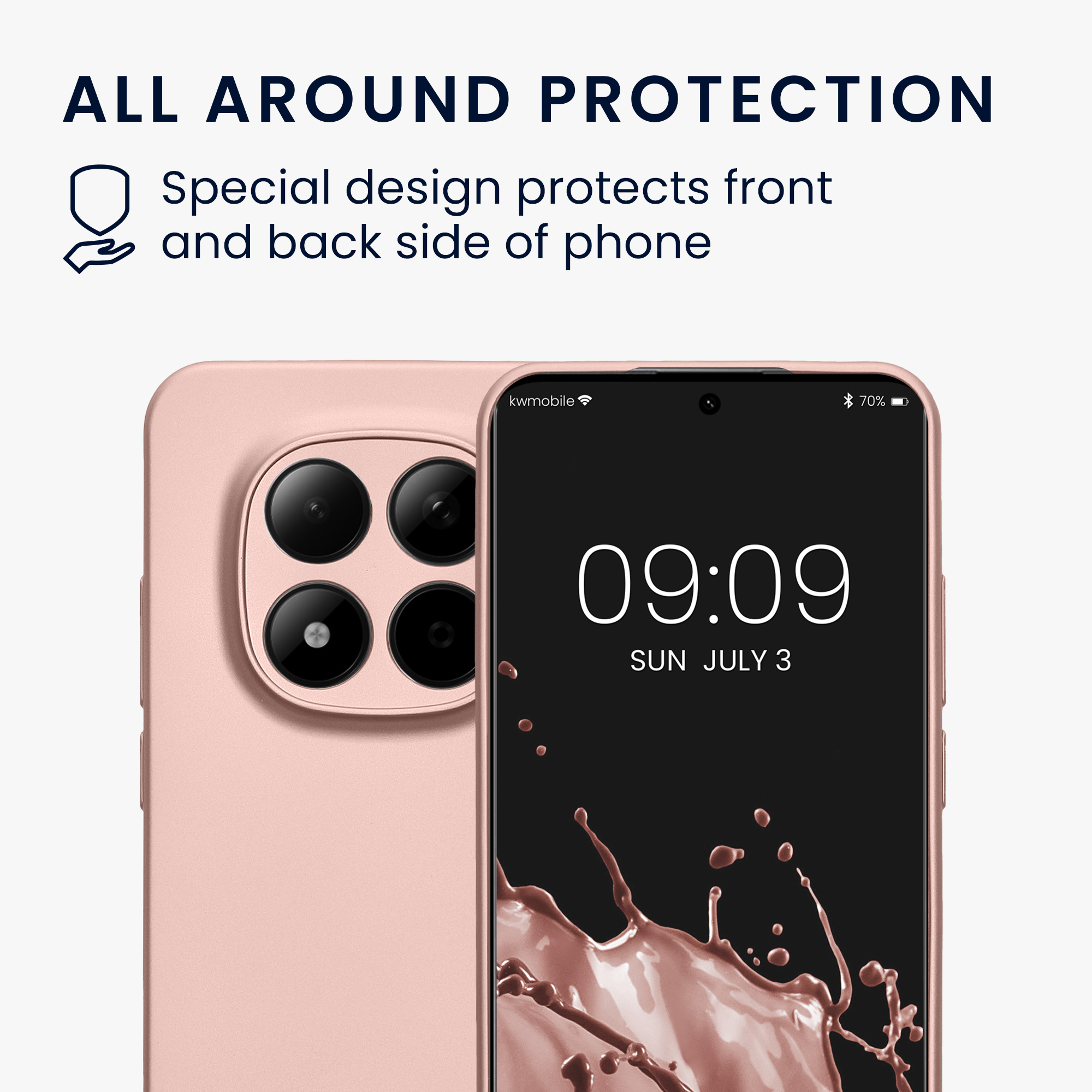 Metalický TPU kryt kwmobile pro Xiaomi Redmi Note 15 Pro 5G - metalická růžově zlatá