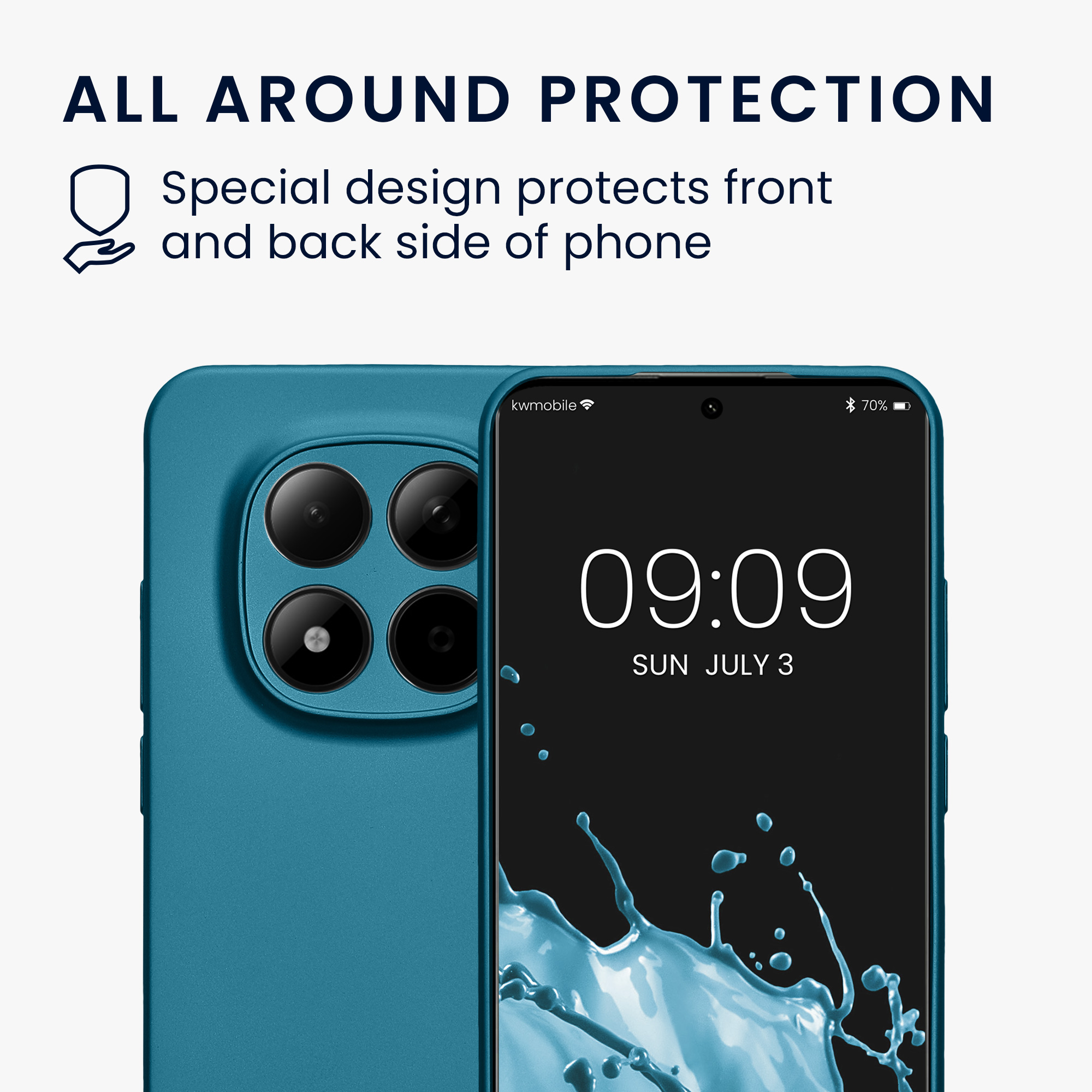 Metalický TPU kryt kwmobile pro Xiaomi Redmi Note 15 Pro 5G - metalická karibská modrá