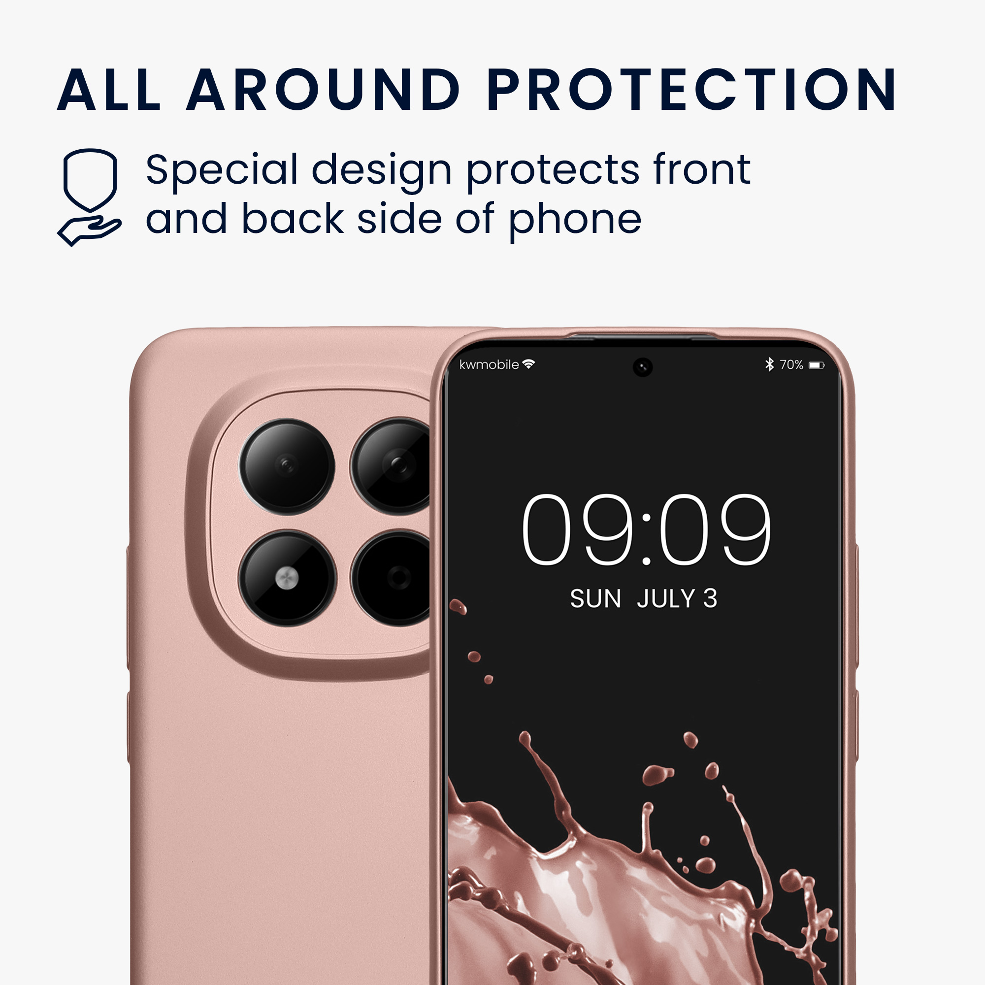 Metalický TPU kryt kwmobile pro Xiaomi Redmi Note 15 Pro+ 5G / Poco M8 Pro 5G - metalická růžově zlatá