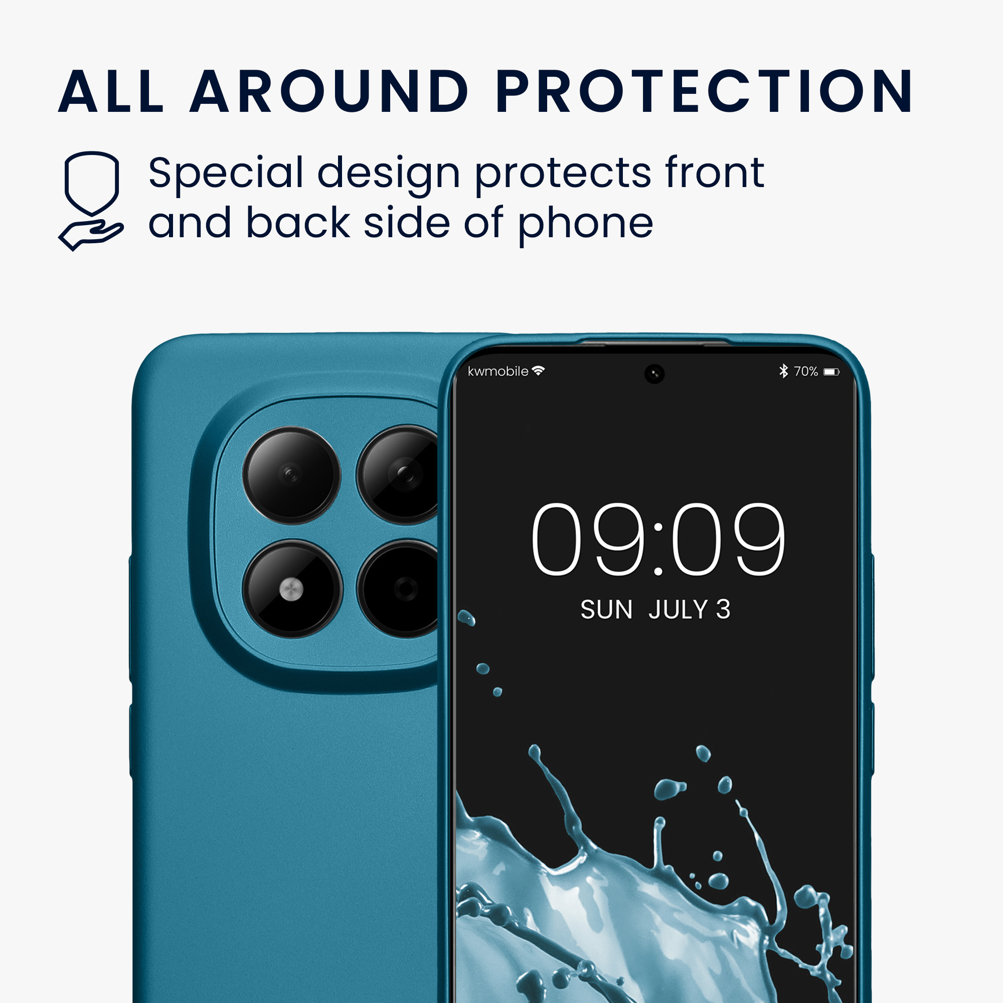 Metalický TPU kryt kwmobile pro Xiaomi Redmi Note 15 Pro+ 5G / Poco M8 Pro 5G - metalická karibská modrá