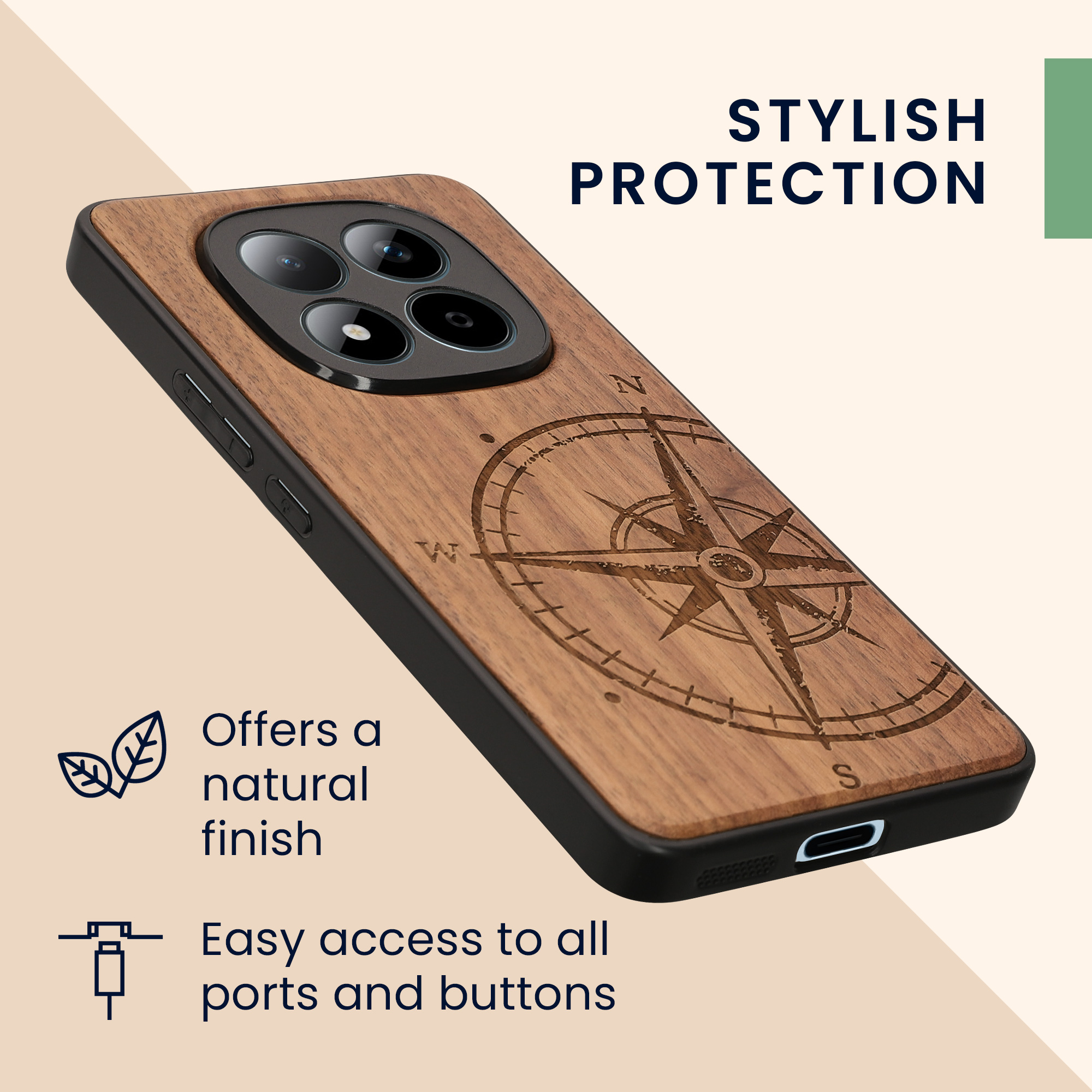Dřevěné pouzdro pro Xiaomi Redmi Note 15 Pro 4G kwmobile - tvrdý obal v tmavě hnědé barvě