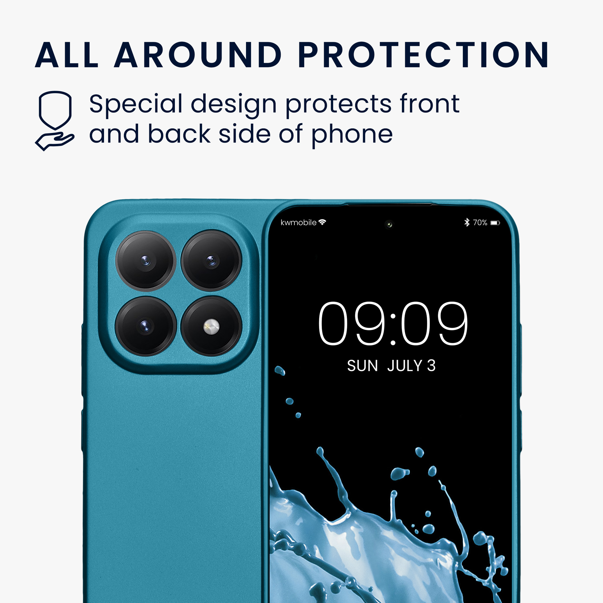 Kryt na mobil Xiaomi 15T kwmobile Metallic TPU metalická karibsky modrá