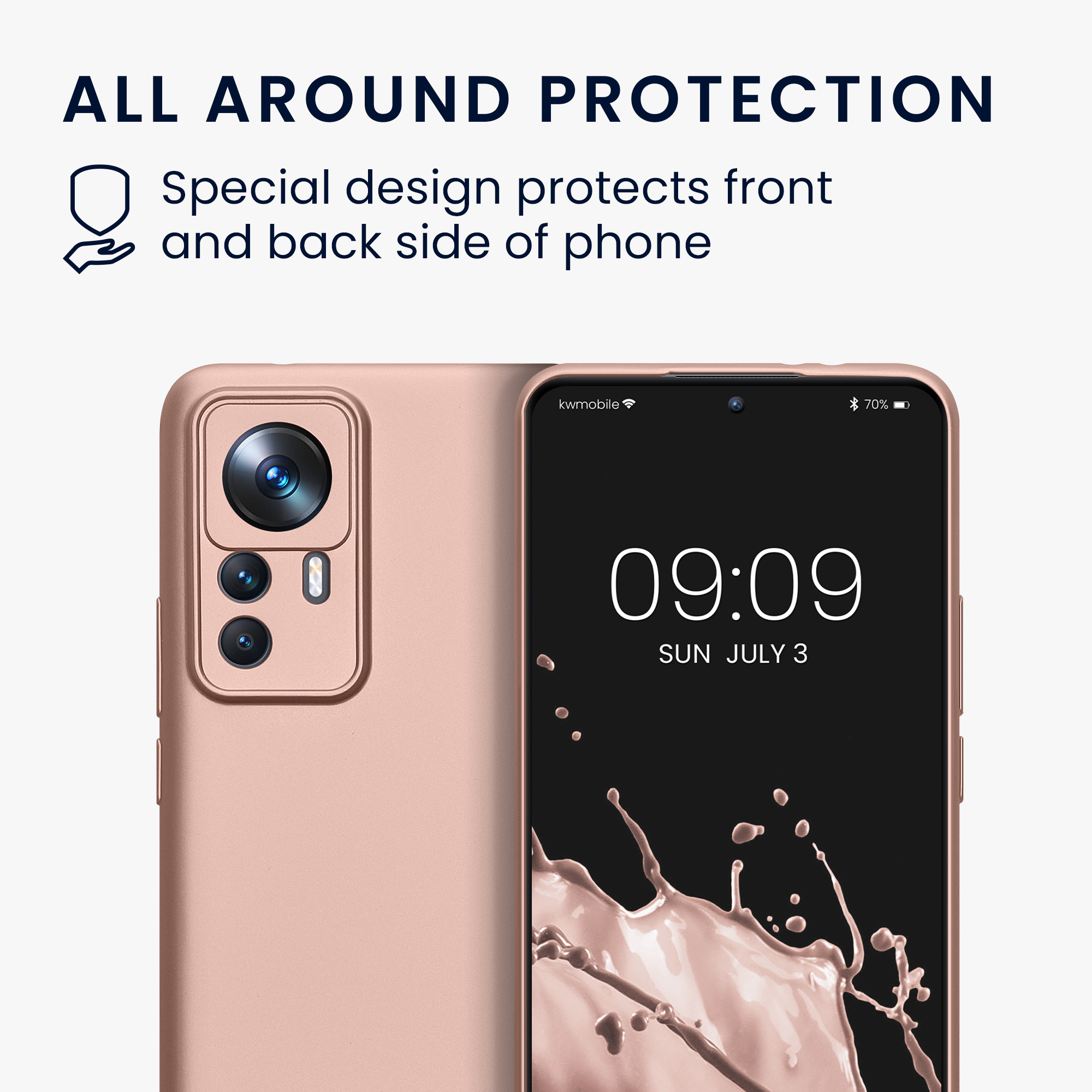 Kryt na mobil Xiaomi 12T Pro - kwmobile, metalické růžové zlato