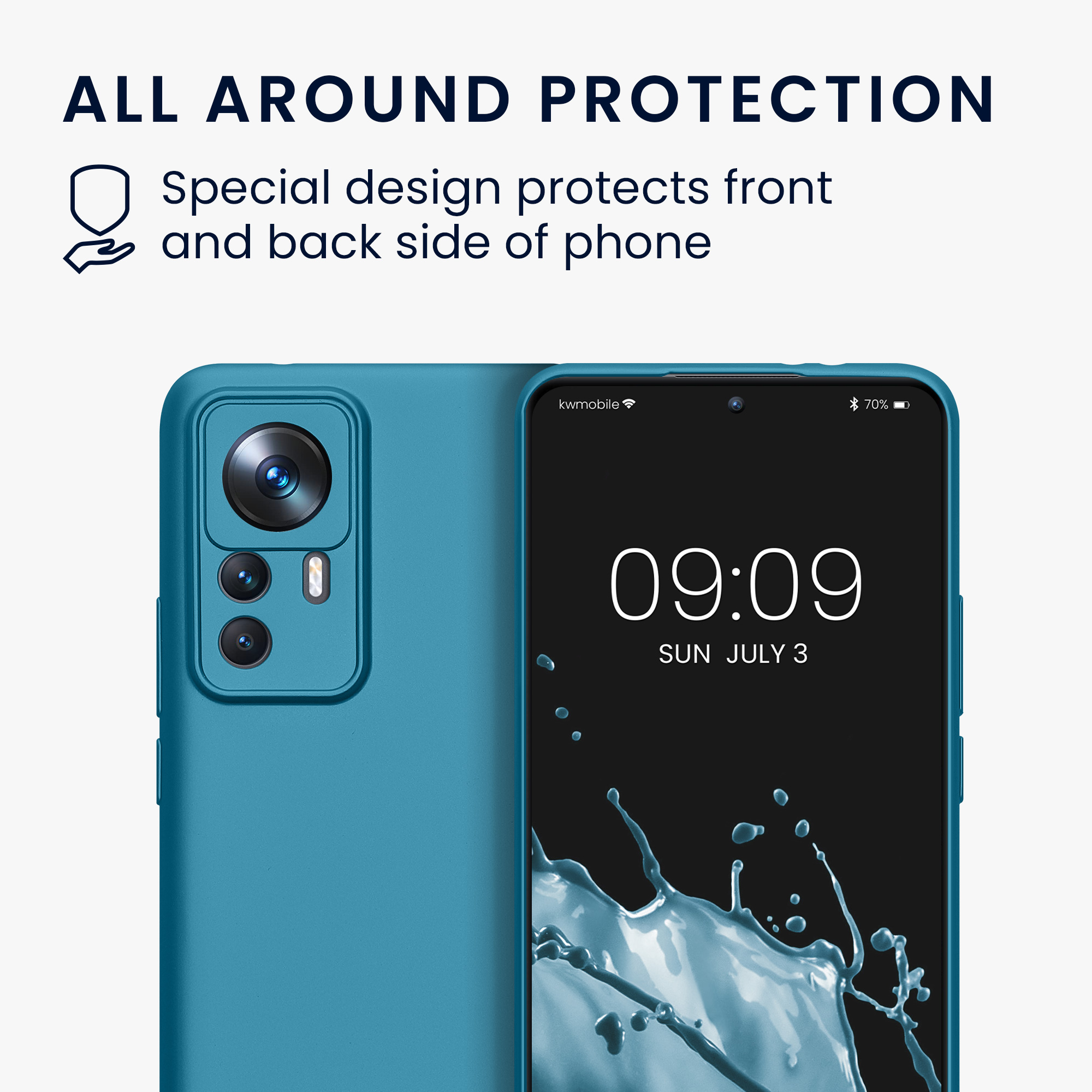Pouzdro pro Xiaomi 12T Pro kwmobile metalické TPU - metalická karibská modrá