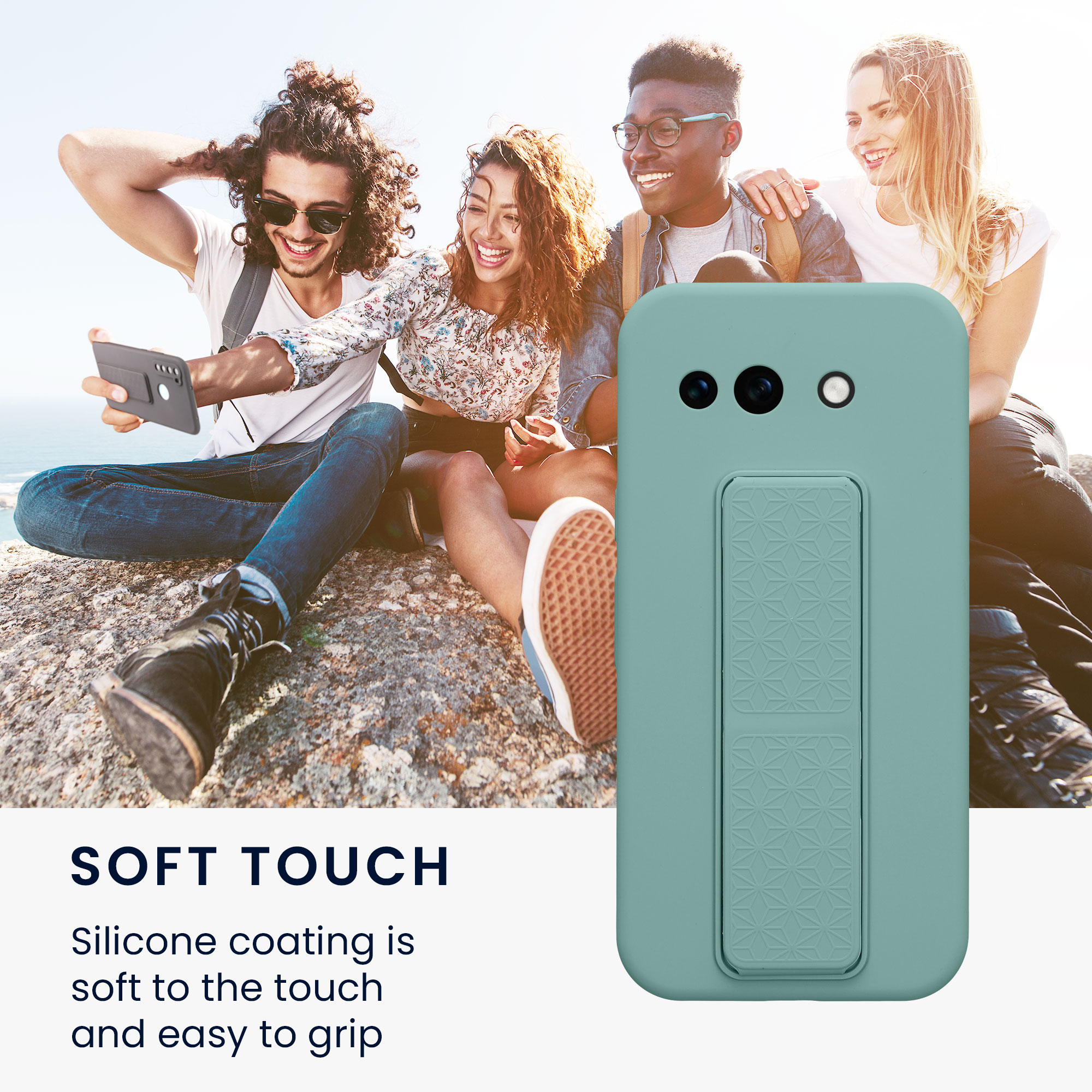 Pouzdro pro Google Pixel 10a kwmobile se stojánkem s poutkem silikonové - mátová