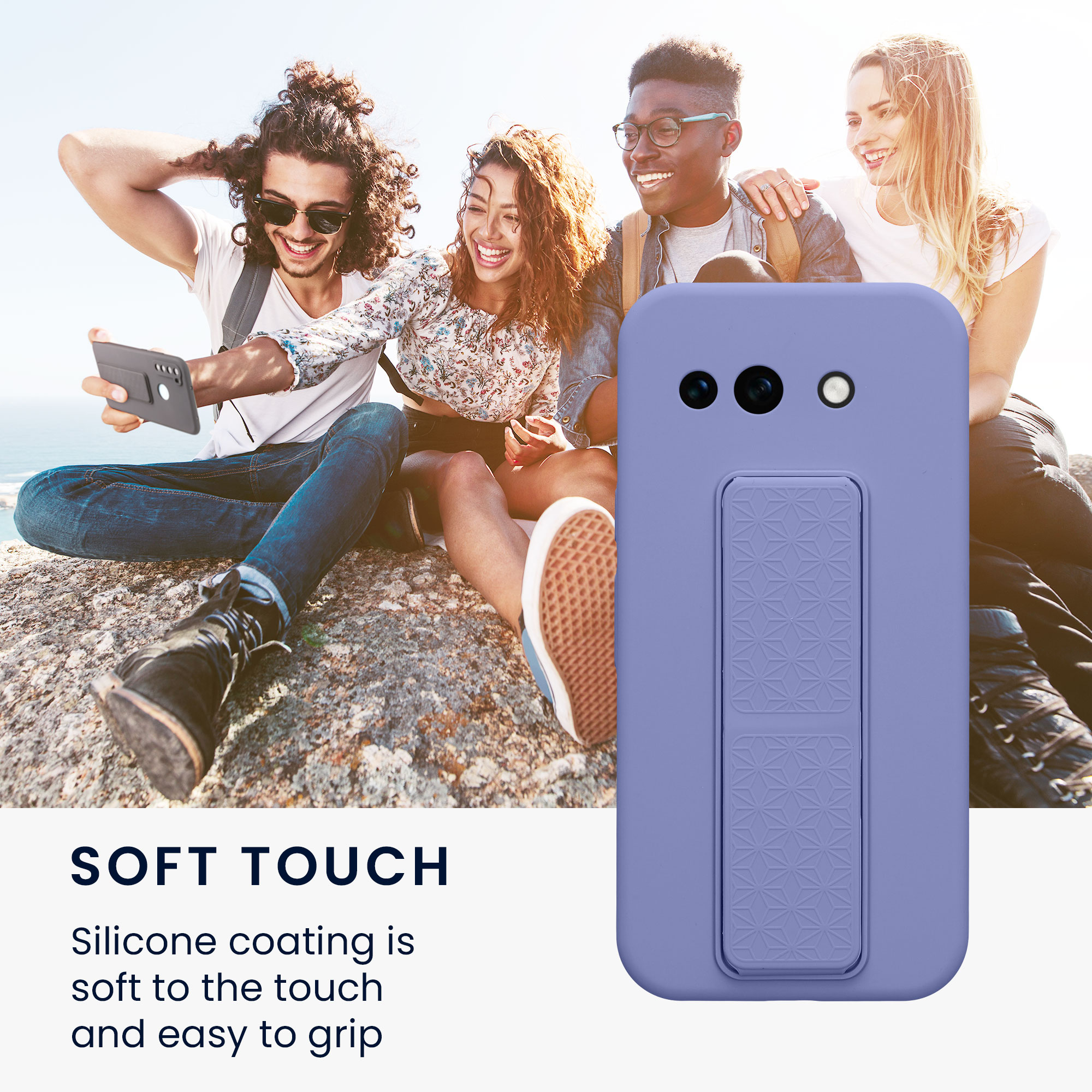 Pouzdro pro Google Pixel 10a kwmobile se stojánkem s poutkem silikonové - levandulová