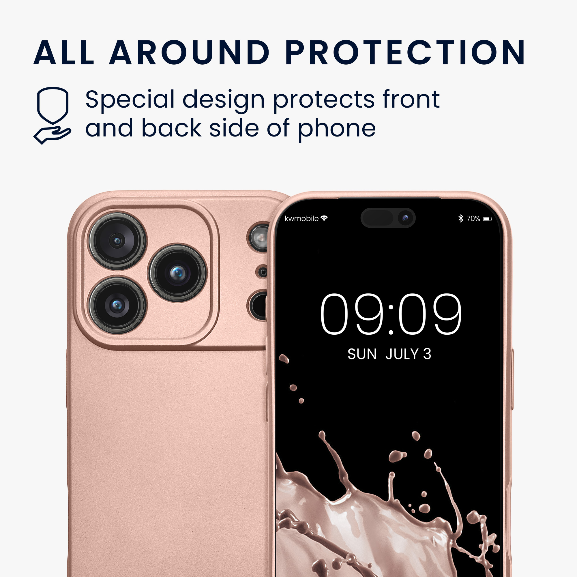Pouzdro pro Apple iPhone 18 Pro / iPhone 17 Pro kwmobile metalické TPU - metalická růžové zlato