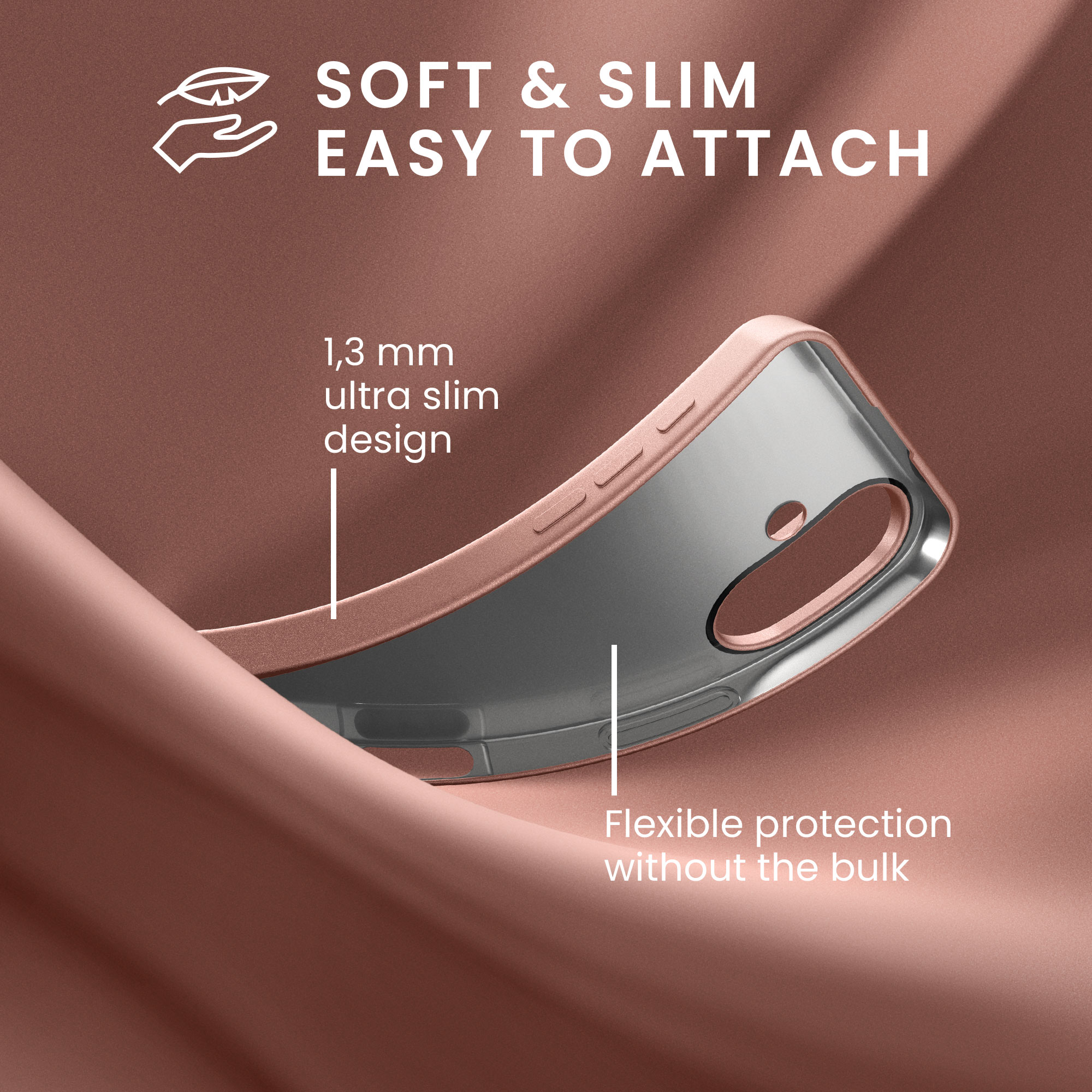 Pouzdro pro Apple iPhone 17 kwmobile tenké metalické silikonové - metalická růžové zlato