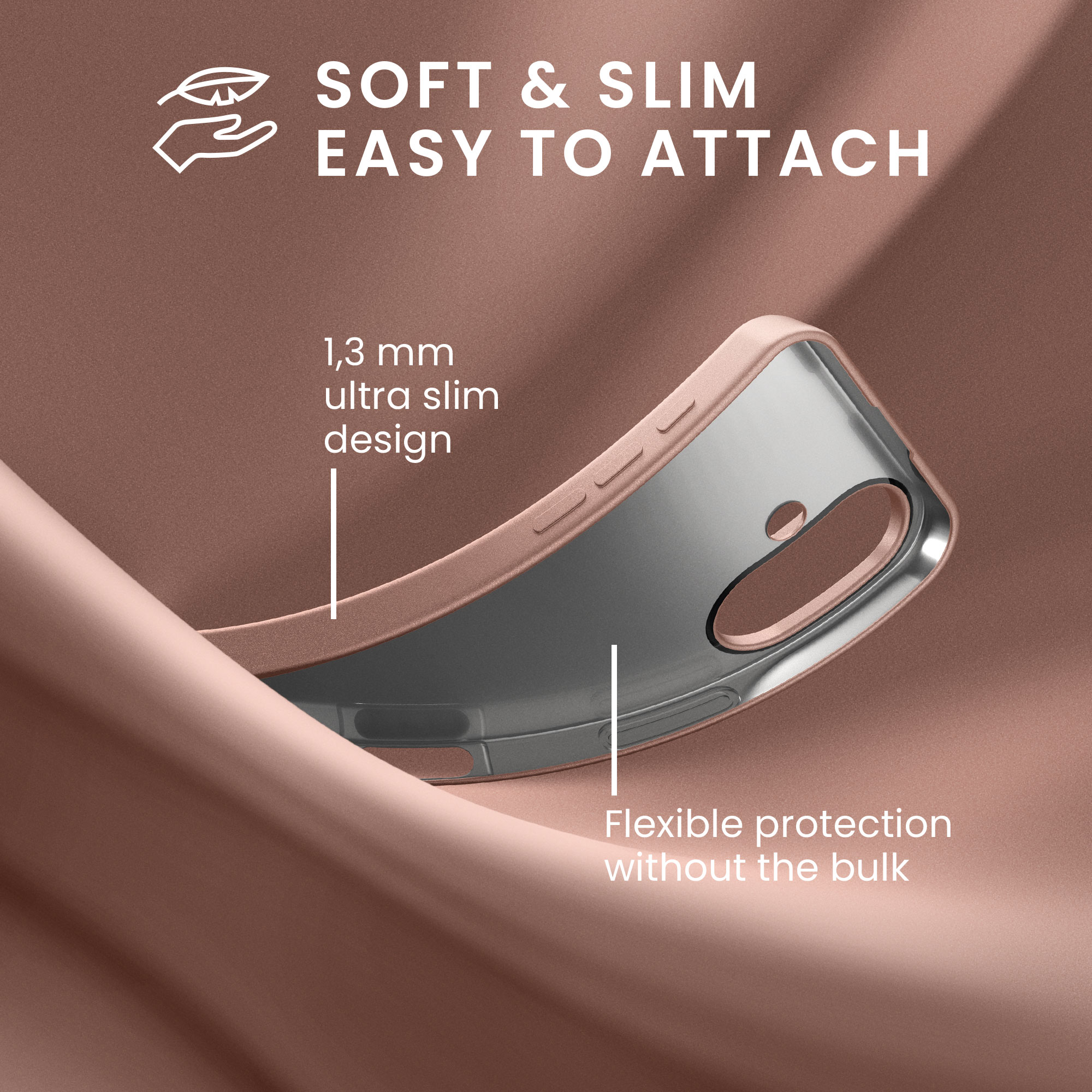 Pouzdro pro Apple iPhone 16 kwmobile tenké metalické silikonové - metalická růžové zlato