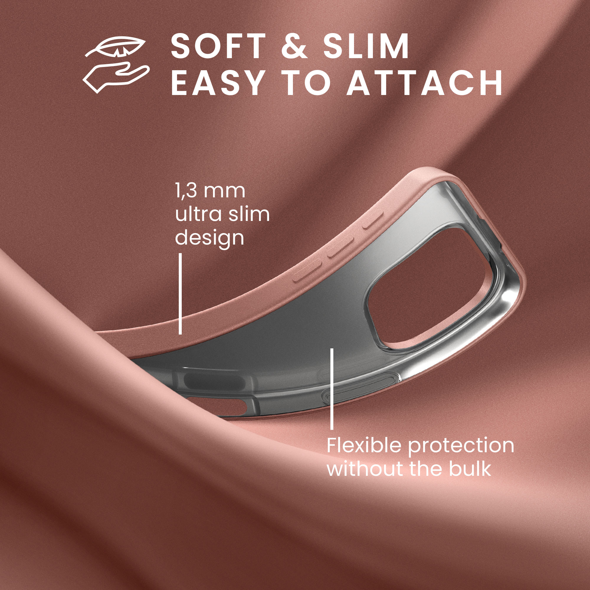 Pouzdro pro Apple iPhone 16 Pro kwmobile tenké metalické silikonové - metalická růžové zlato