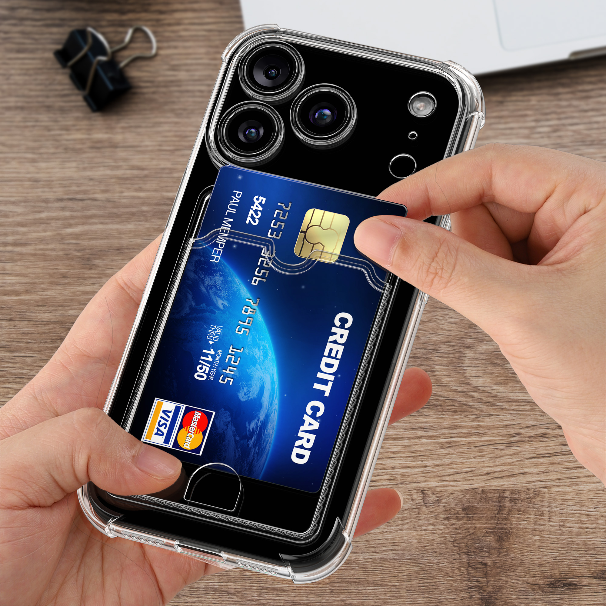 TPU pouzdro s kapsou na kartu pro Apple iPhone 18 Pro / iPhone 17 Pro kwmobile kapsa na kartu - transparentní