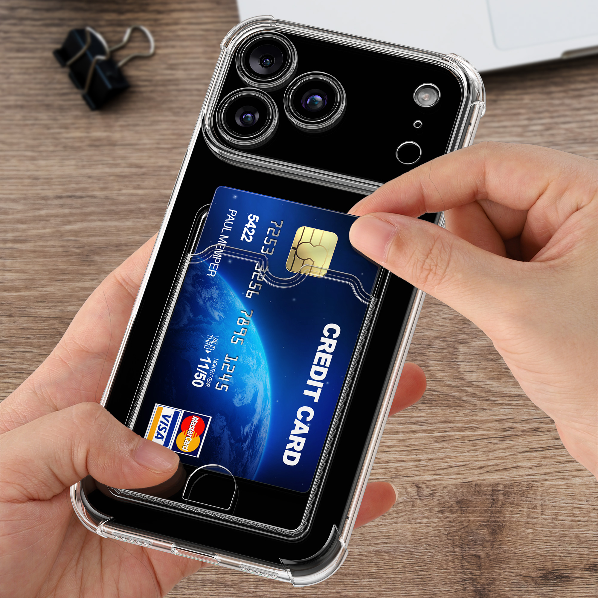 TPU pouzdro s kapsou na kartu pro Apple iPhone 18 Pro Max / iPhone 17 Pro Max kwmobile kapsa na kartu - transparentní