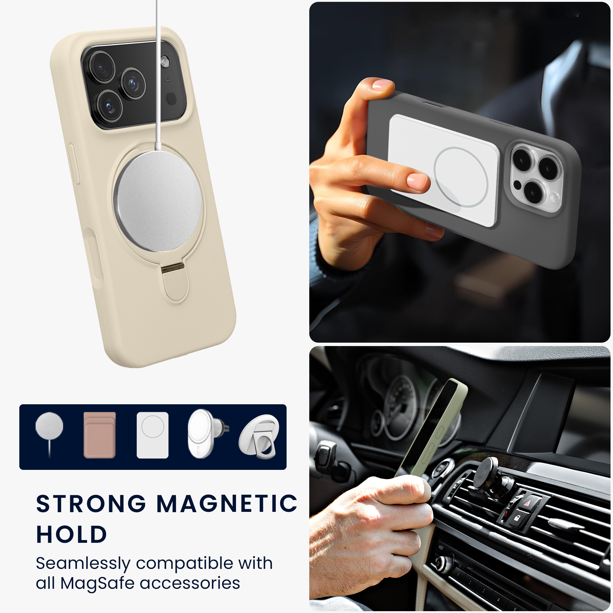 Kryt s MagSafe na mobil Apple iPhone 18 Pro / 17 Pro - kwmobile, krémový