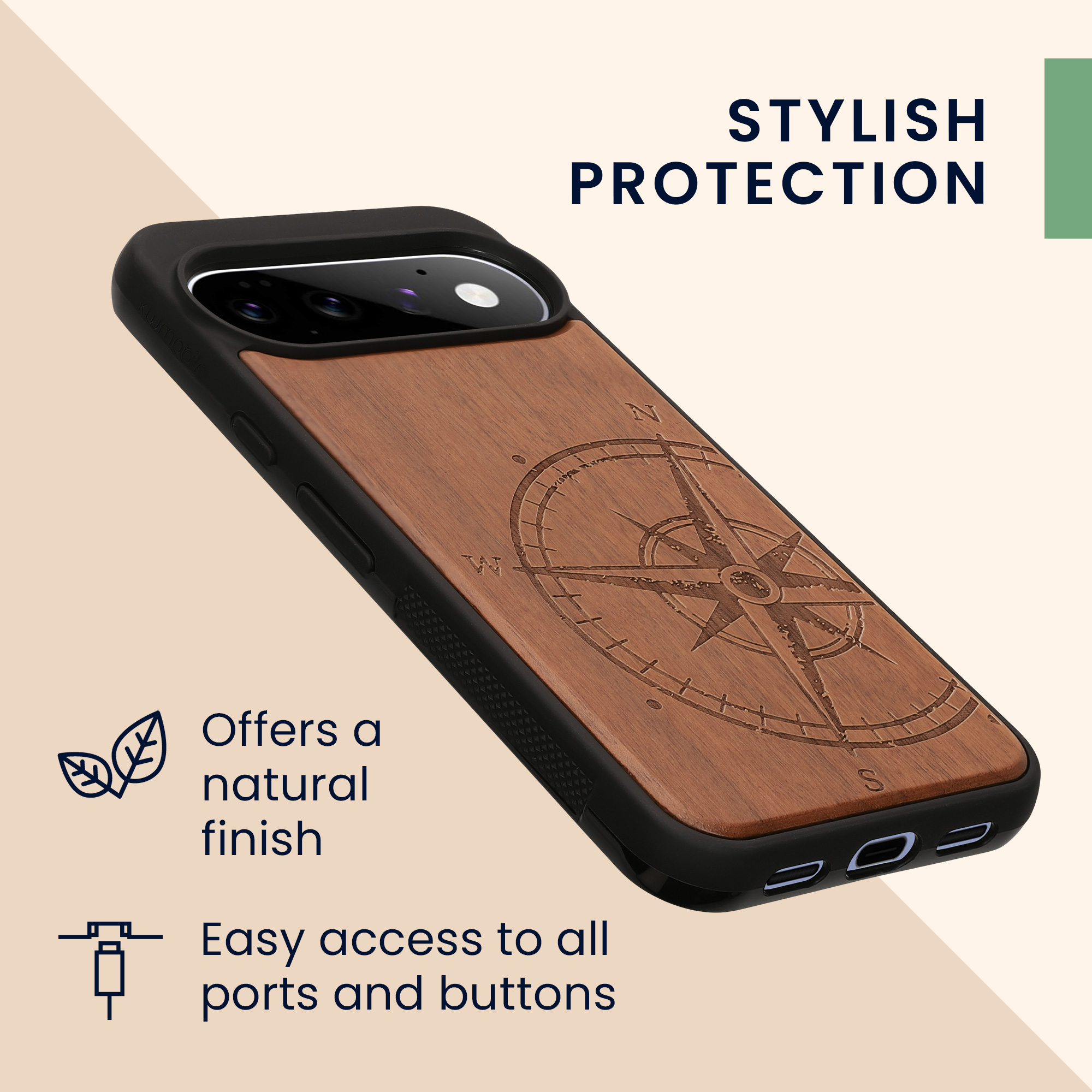 Dřevěné pouzdro pro Google Pixel 11 Pro XL kwmobile - tvrdý obal v tmavě hnědé barvě