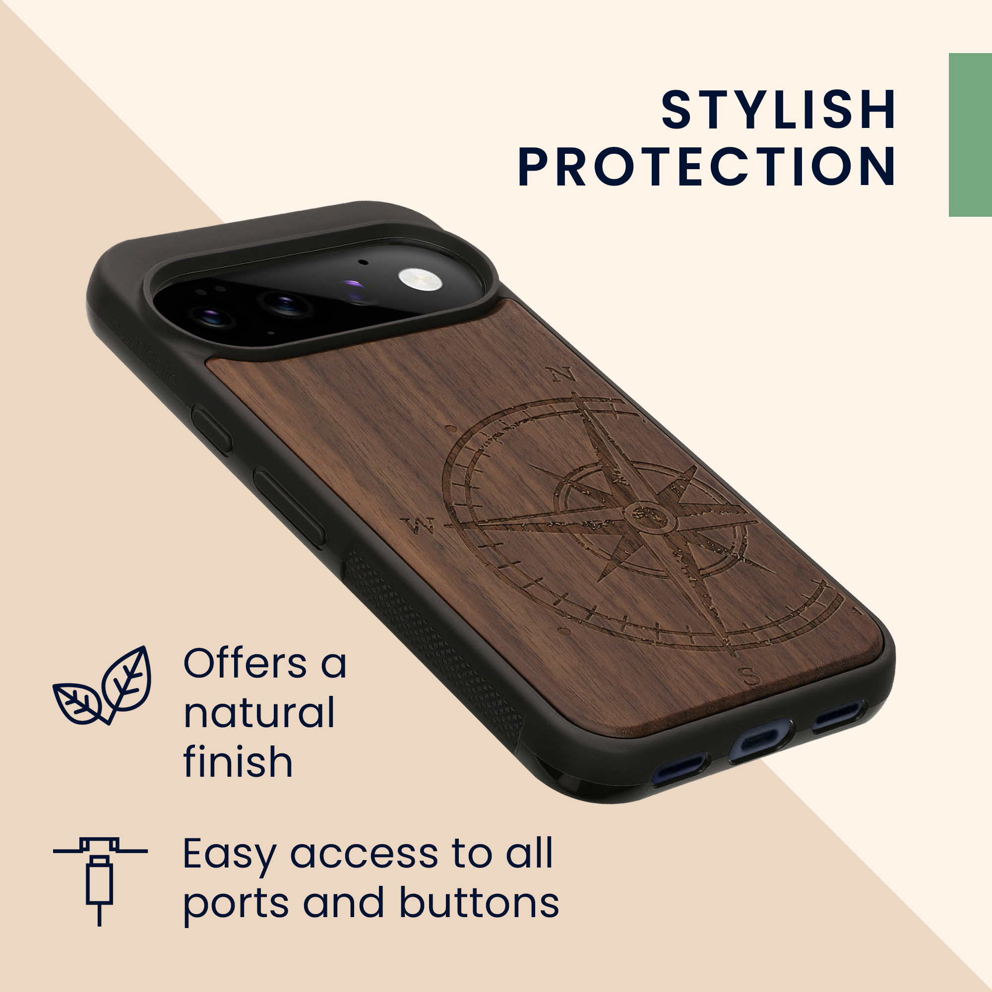 Dřevěné pouzdro pro Google Pixel 11 Pro kwmobile - tvrdý obal v tmavě hnědé barvě