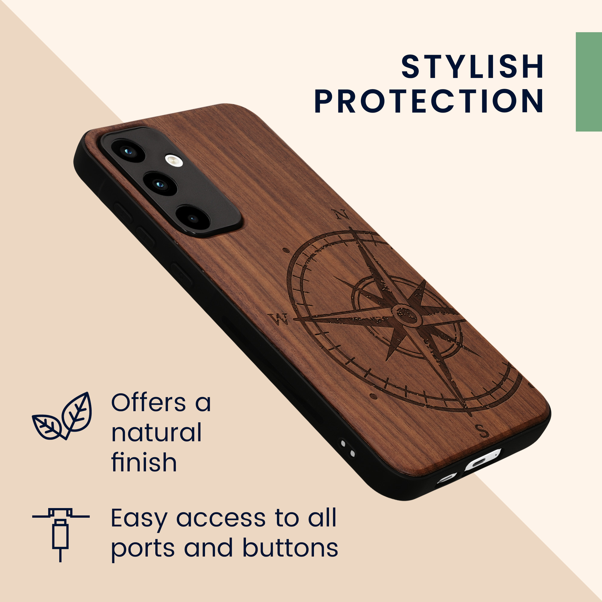 Dřevěný kryt na mobil Samsung Galaxy A55 5G kwmobile TPU rámeček Tmavě hnědá