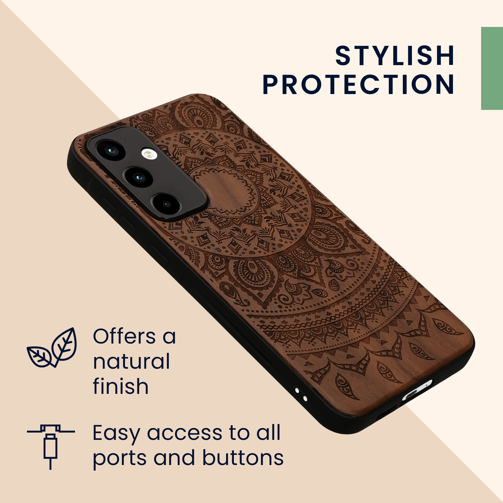 Dřevěný kryt na mobil Samsung Galaxy A55 5G kwmobile TPU rámeček Tmavě hnědá