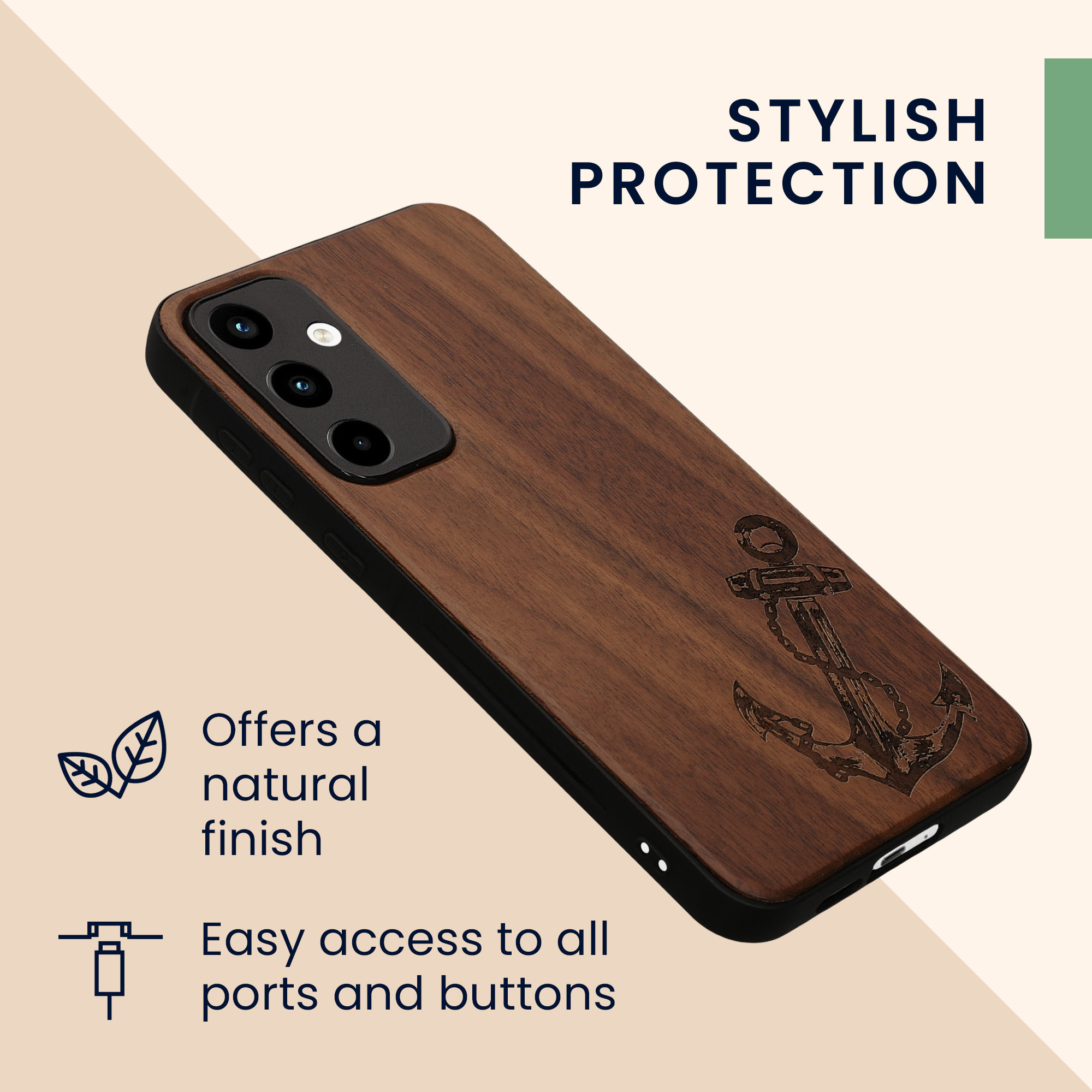 Dřevěný kryt na mobil Samsung Galaxy A55 5G kwmobile TPU rámeček Tmavě hnědá